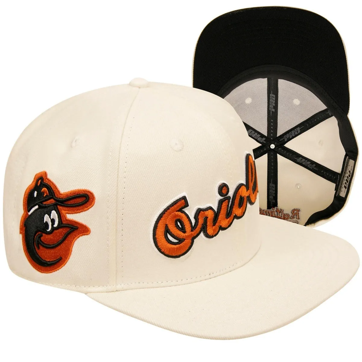 MLB BALTIMORE ORIOLES RETRO CLASSIC UNISEX LOGO WOOL SNAPBACK HAT (EGGSHELL)
