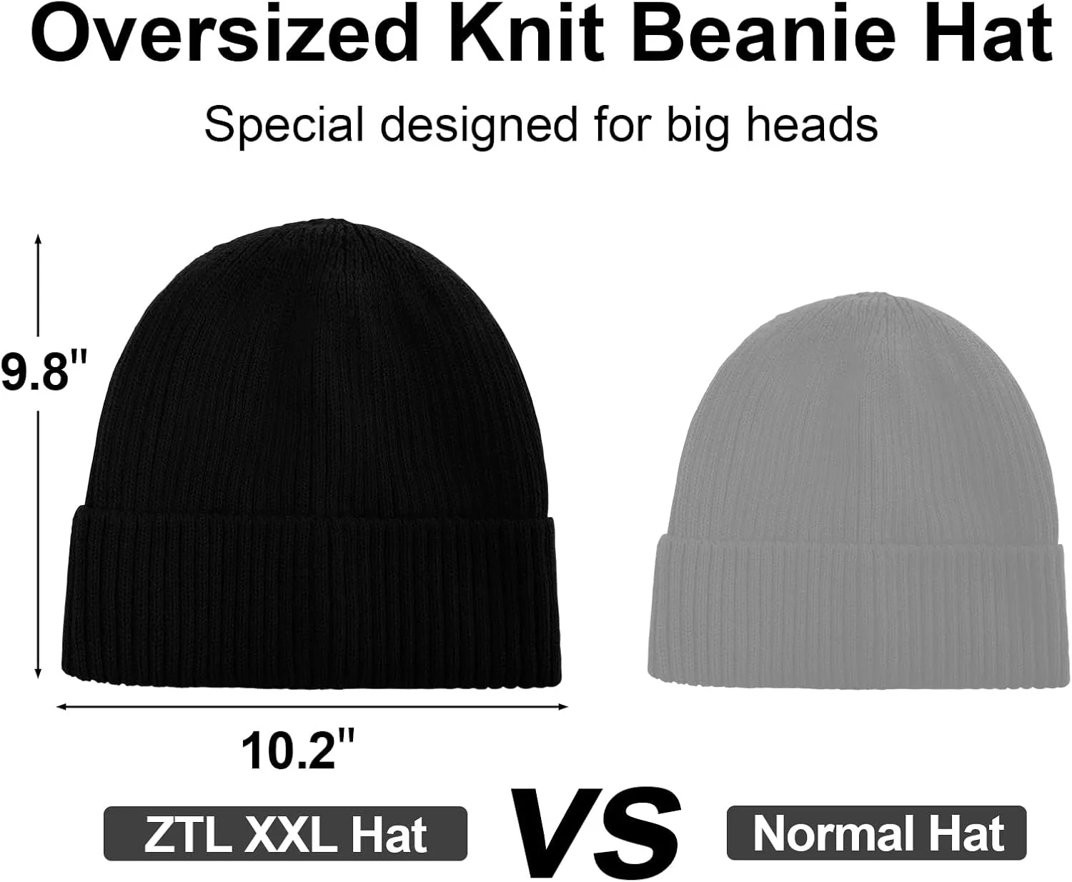 M/L/XL/XXL Waterproof Merino Wool Beanie for Men Women, Warm Fleece Lined Rainproof Windproof Winter Hat for All Weather