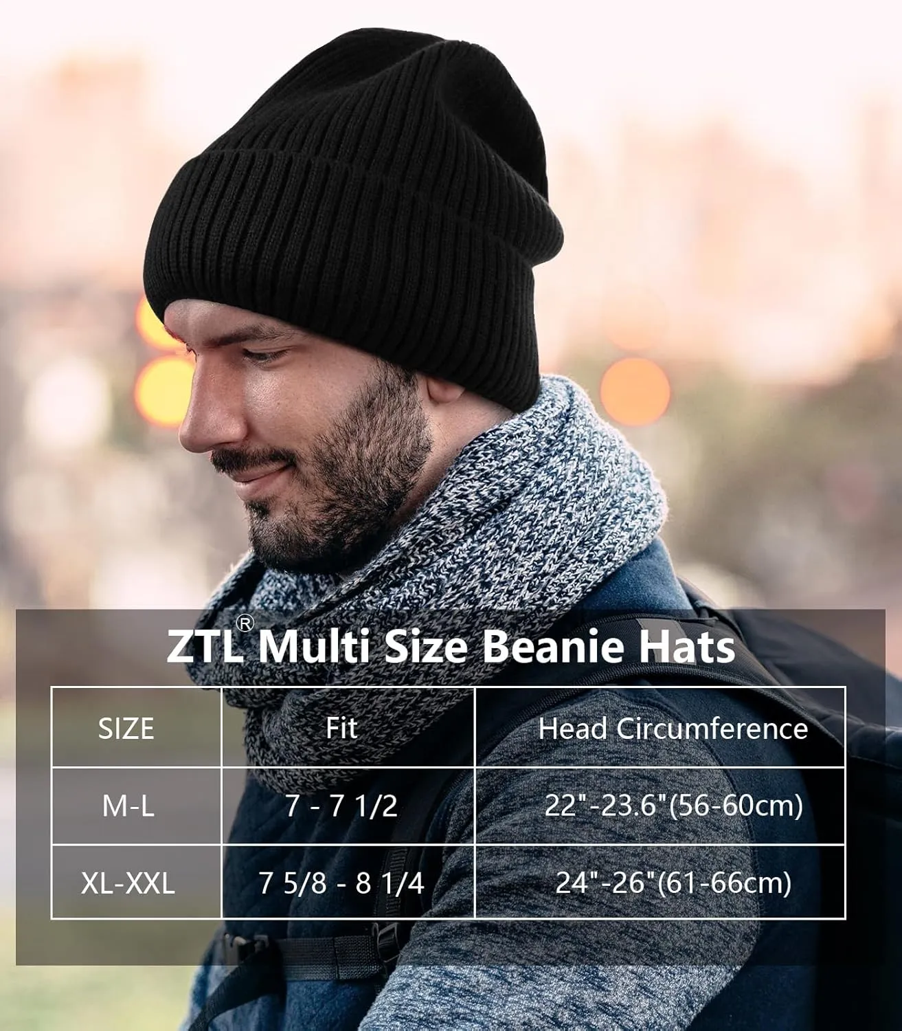 M/L/XL/XXL Waterproof Merino Wool Beanie for Men Women, Warm Fleece Lined Rainproof Windproof Winter Hat for All Weather
