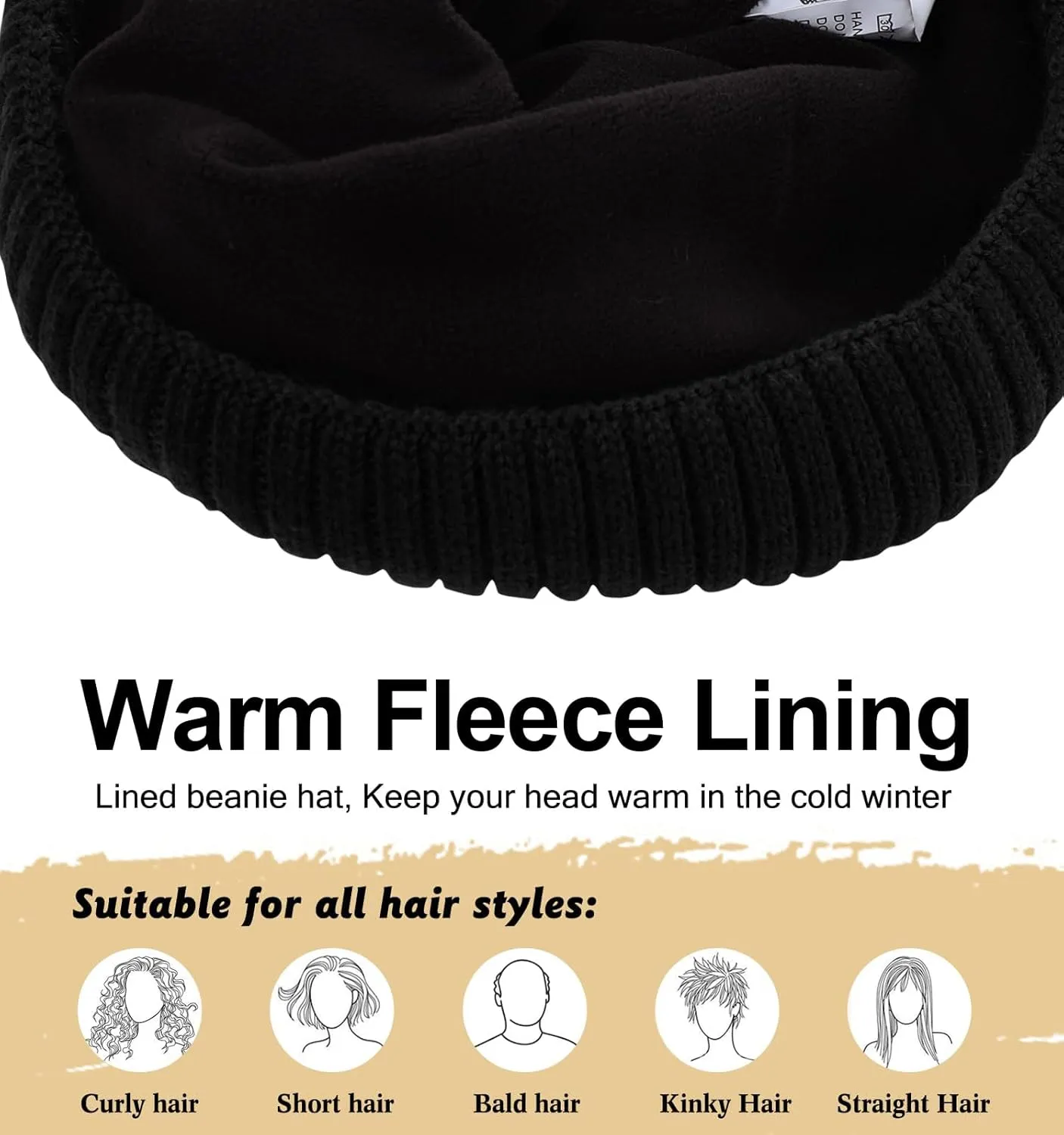 M/L/XL/XXL Waterproof Merino Wool Beanie for Men Women, Warm Fleece Lined Rainproof Windproof Winter Hat for All Weather