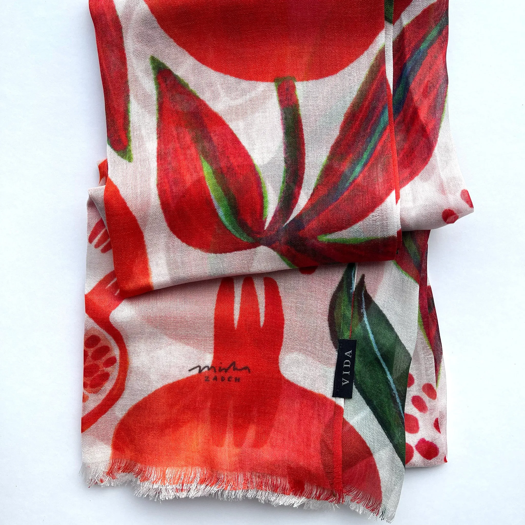 New! Orangey Pomegranates Modal Scarf