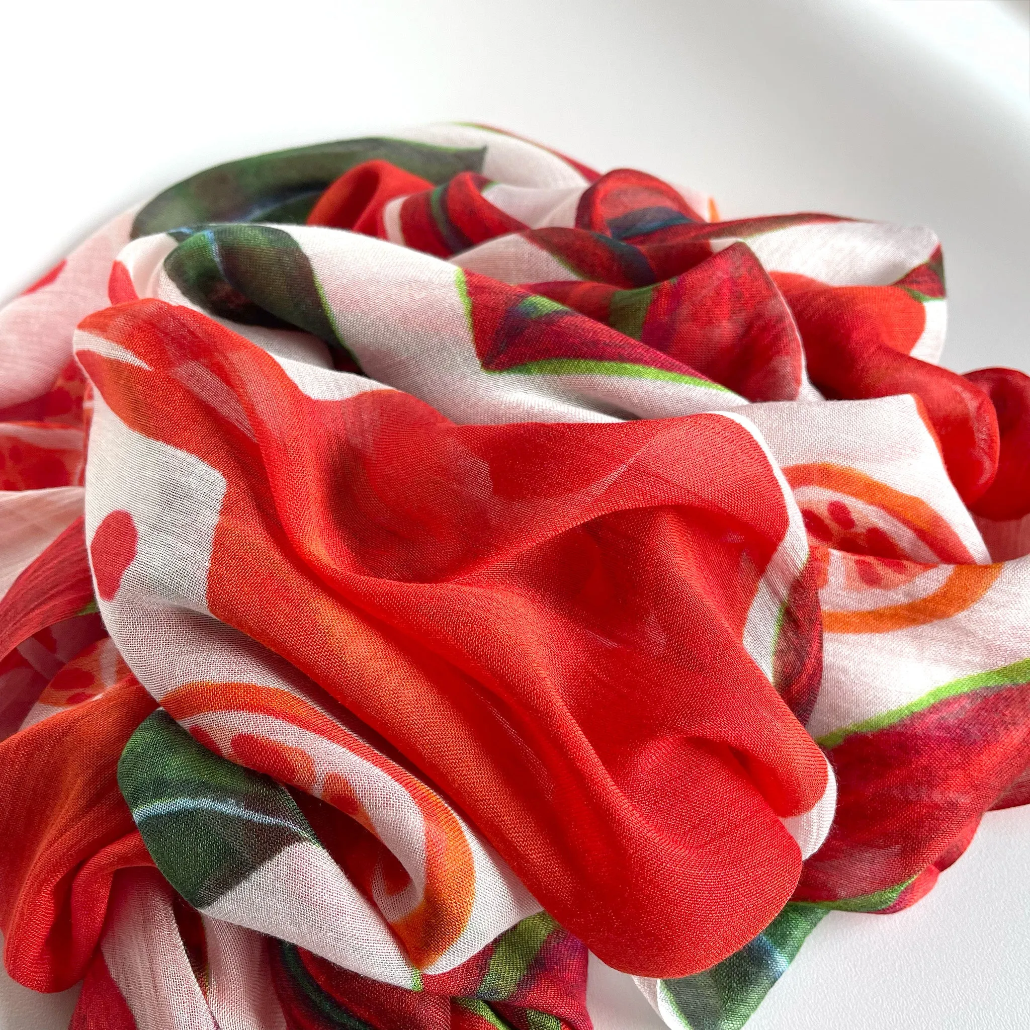 New! Orangey Pomegranates Modal Scarf