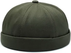 No Brim Skullcap Sailor Cap Adjustable Rolled Cuff Docker Beanie Hat Brimless Caps for Men