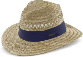 Panama Jack Safari Straw Hat - Lightweight, 3" Big Brim, Inner Elastic Sweatband, 3-Pleat Ribbon Hat Band