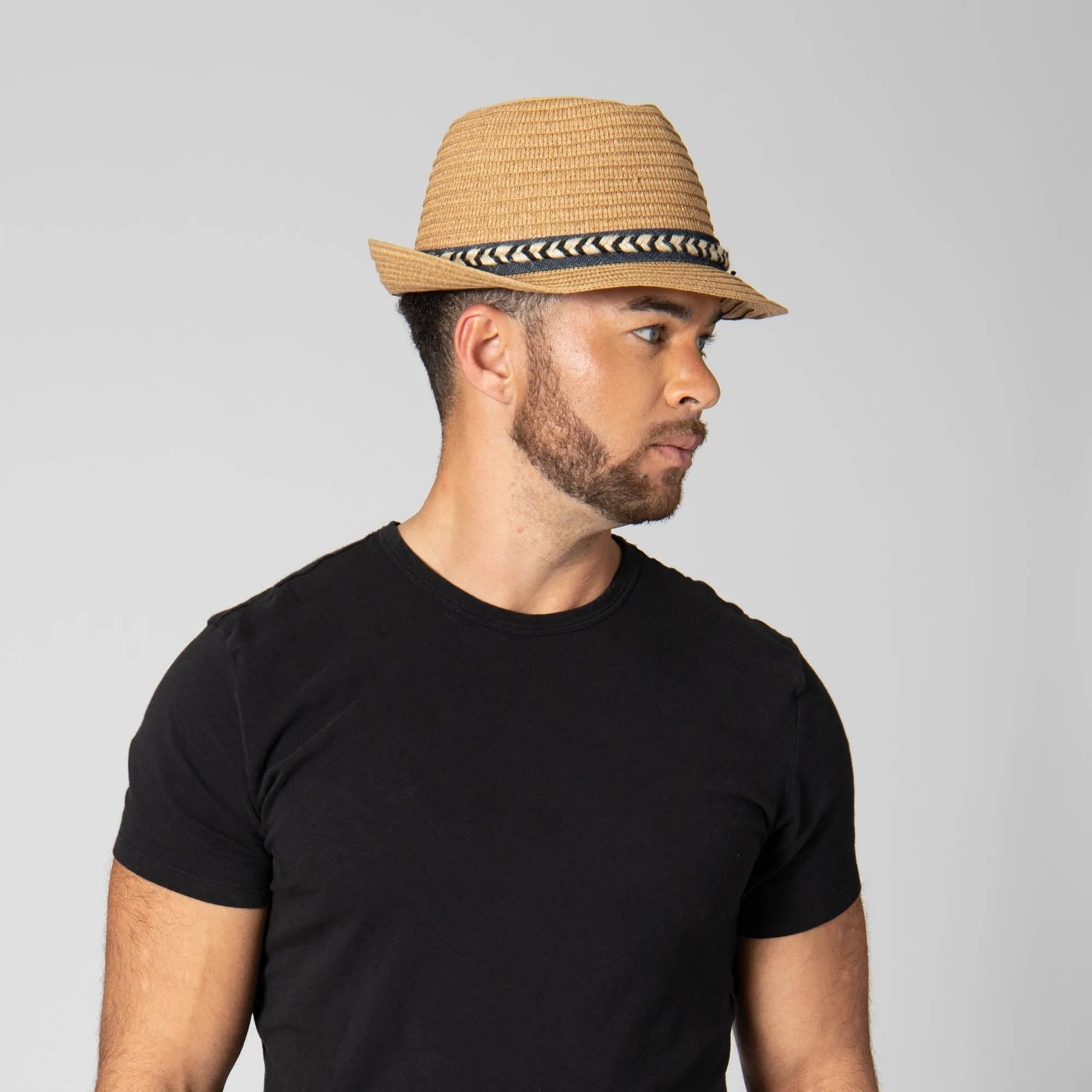 Paperbraid Stingy Brim Fedora with Layered Bands