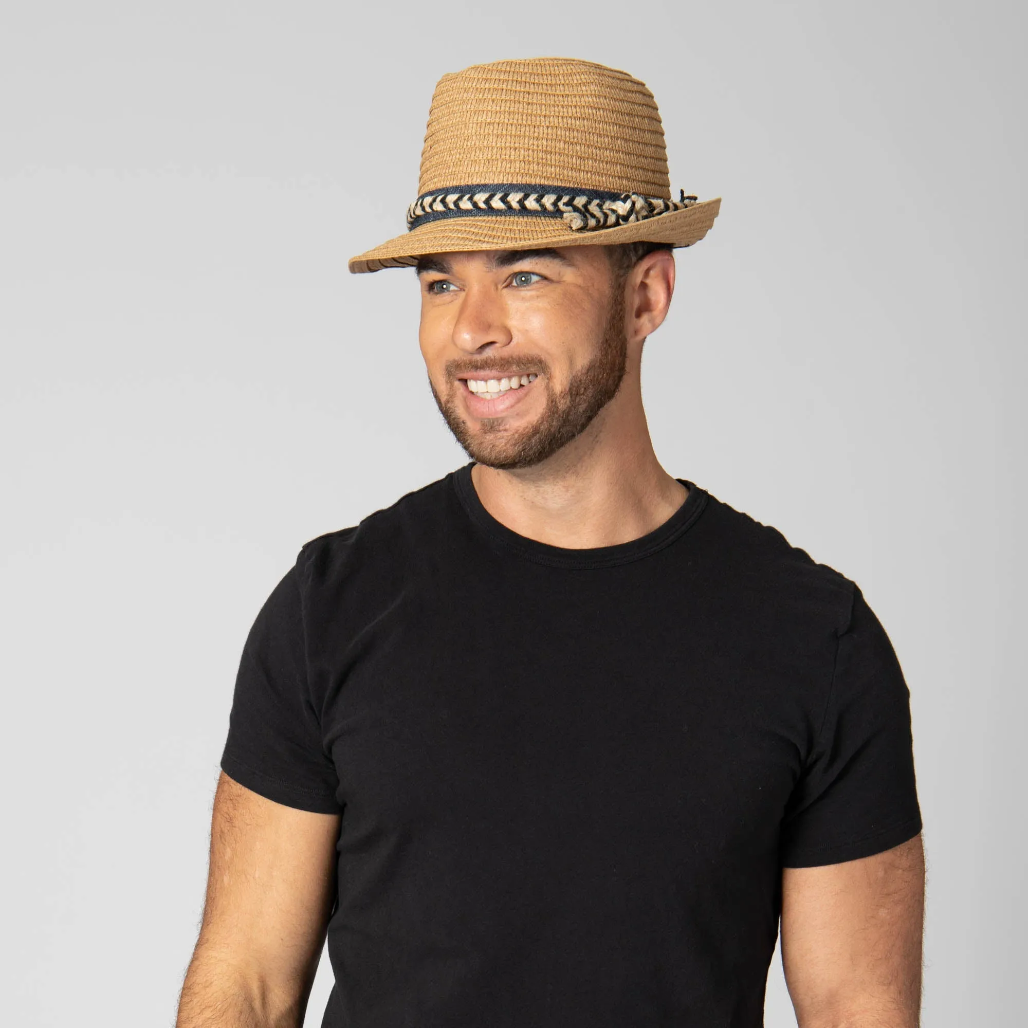 Paperbraid Stingy Brim Fedora with Layered Bands