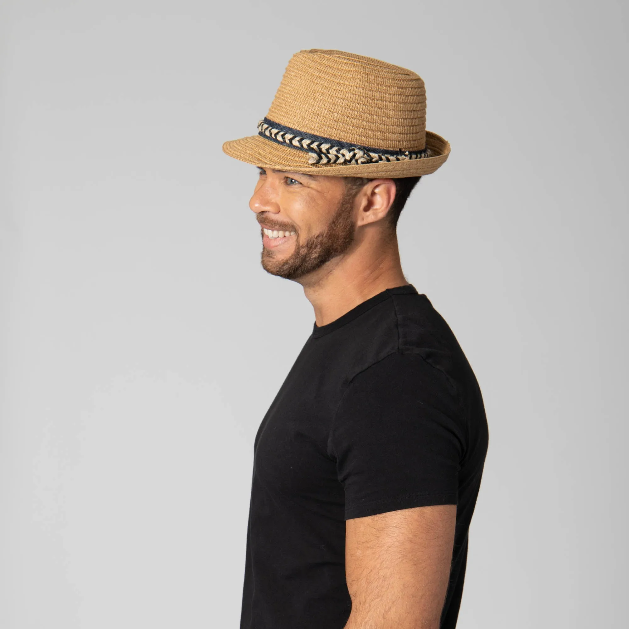 Paperbraid Stingy Brim Fedora with Layered Bands