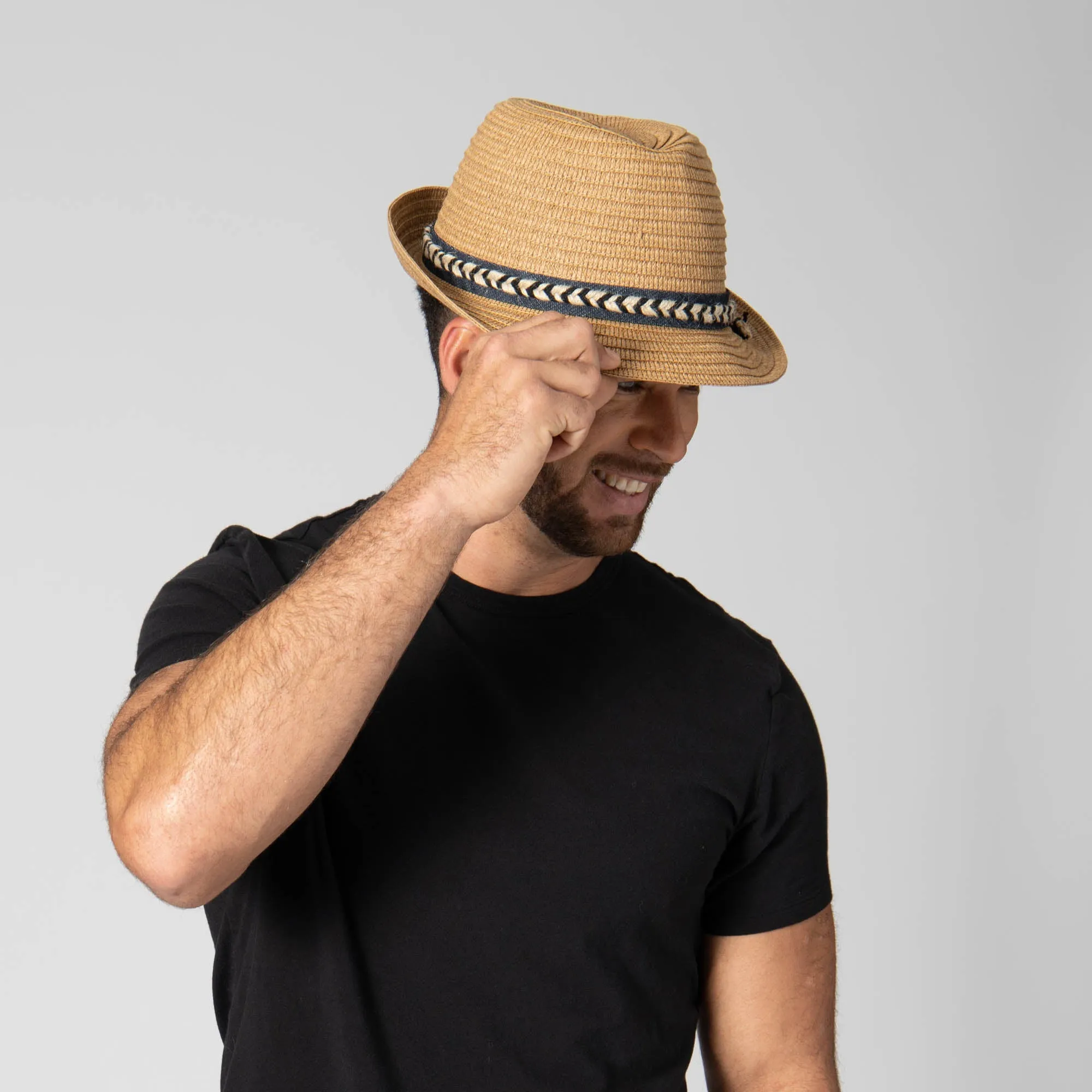 Paperbraid Stingy Brim Fedora with Layered Bands