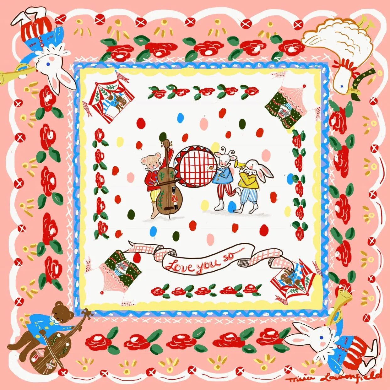 Pink Floral Silk Scarf - Love You So