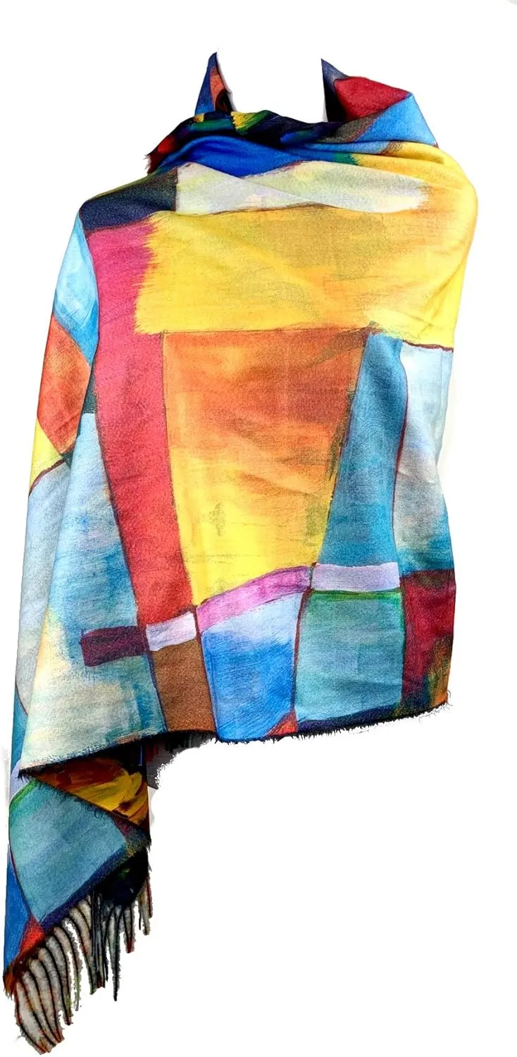 Plum Feathers Super Soft Cashmere Feel Double Sided Reversible Art Shawl Scarf Van Gogh Monet Klimt Inspired