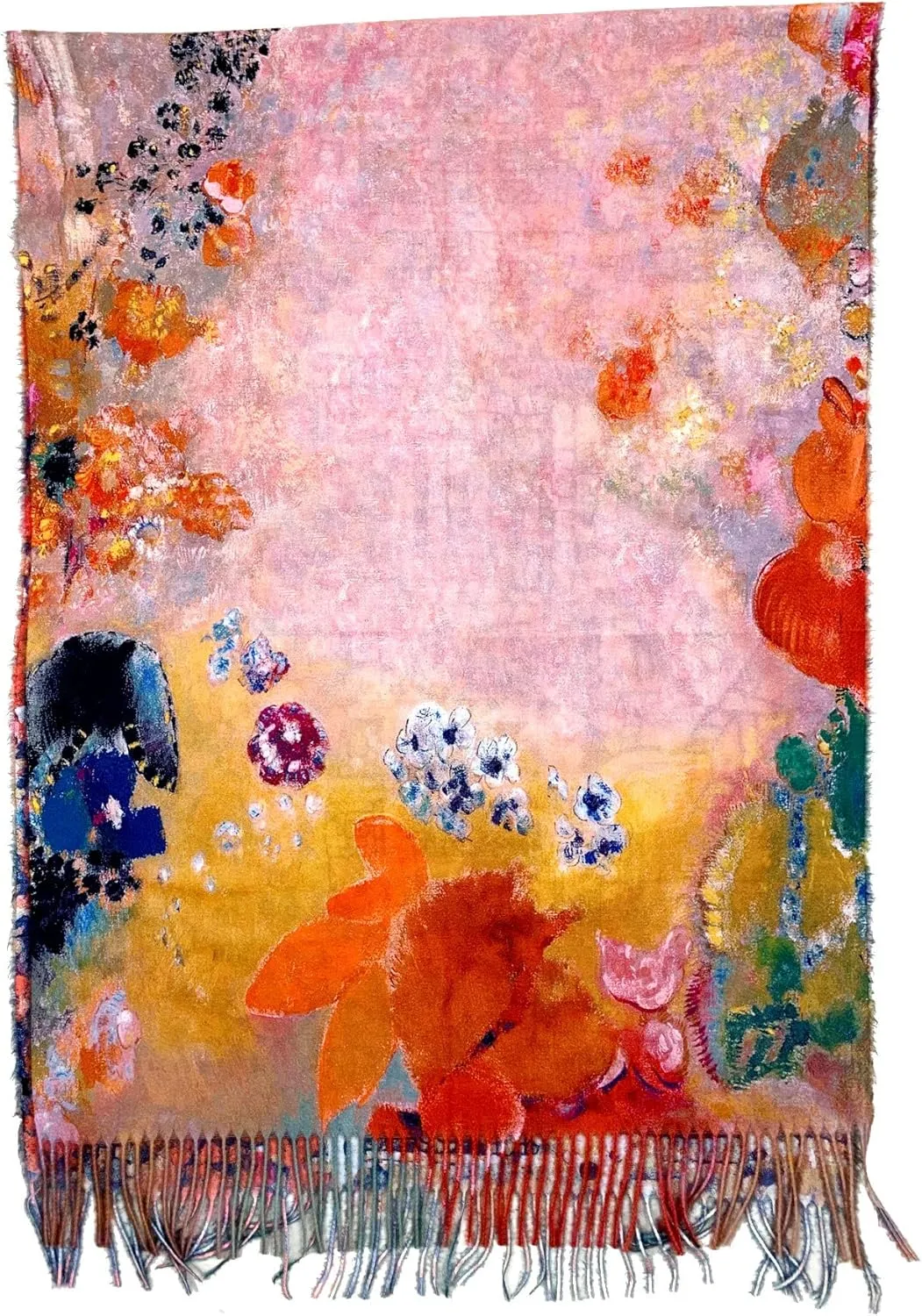 Plum Feathers Super Soft Cashmere Feel Double Sided Reversible Art Shawl Scarf Van Gogh Monet Klimt Inspired