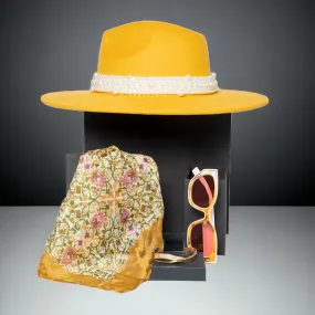 "Chokore Special 4-in-1 Gift Set for Her (Pearl Hat, Bracelet, Sunglasses, & Silk Stole) "