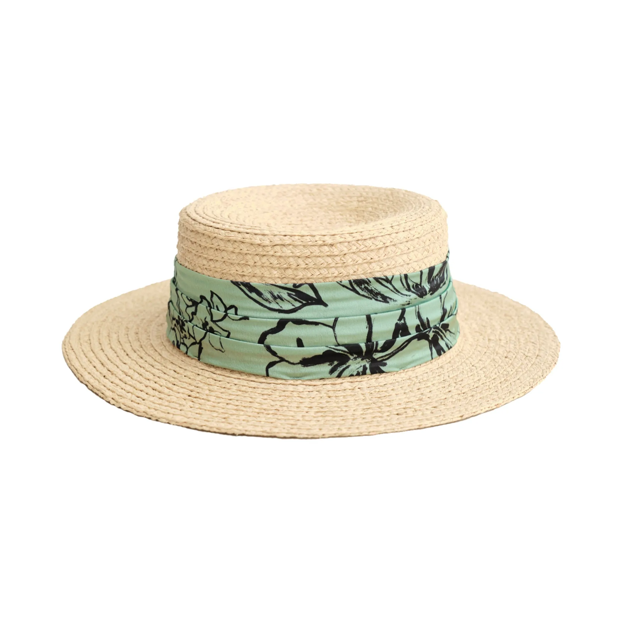 "La Isla" Straw Hat with Ribbon Band - Green