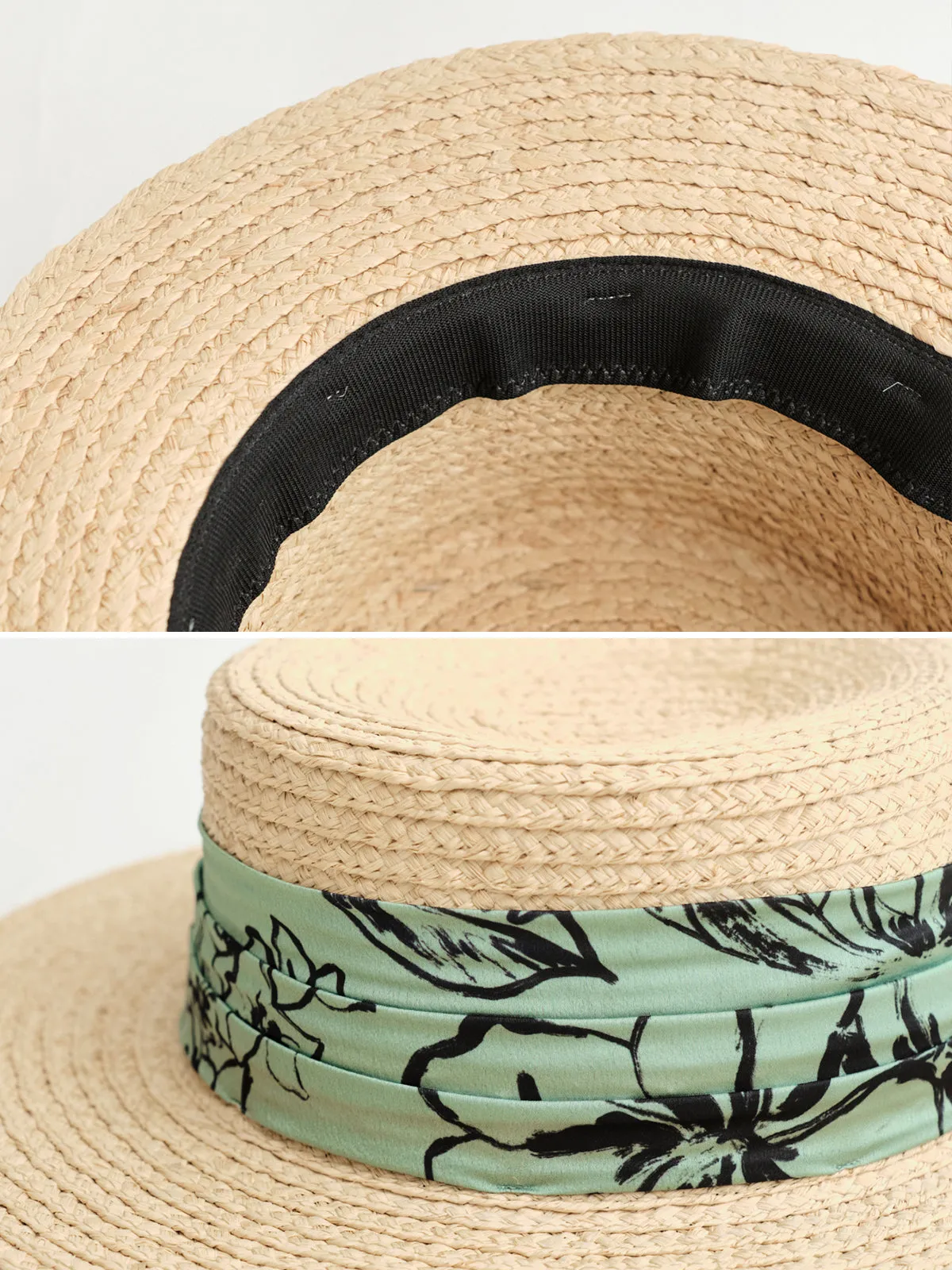 "La Isla" Straw Hat with Ribbon Band - Green