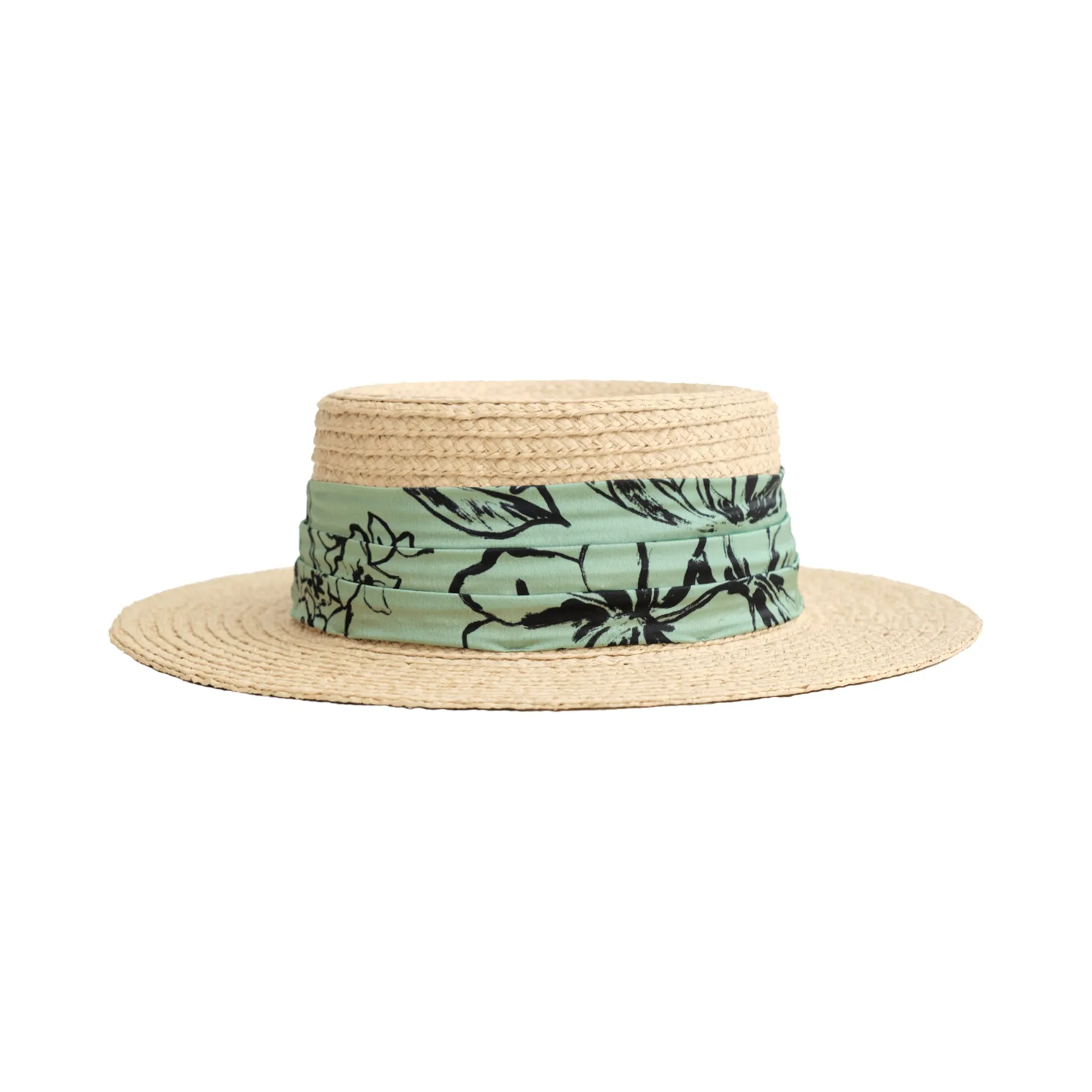 "La Isla" Straw Hat with Ribbon Band - Green