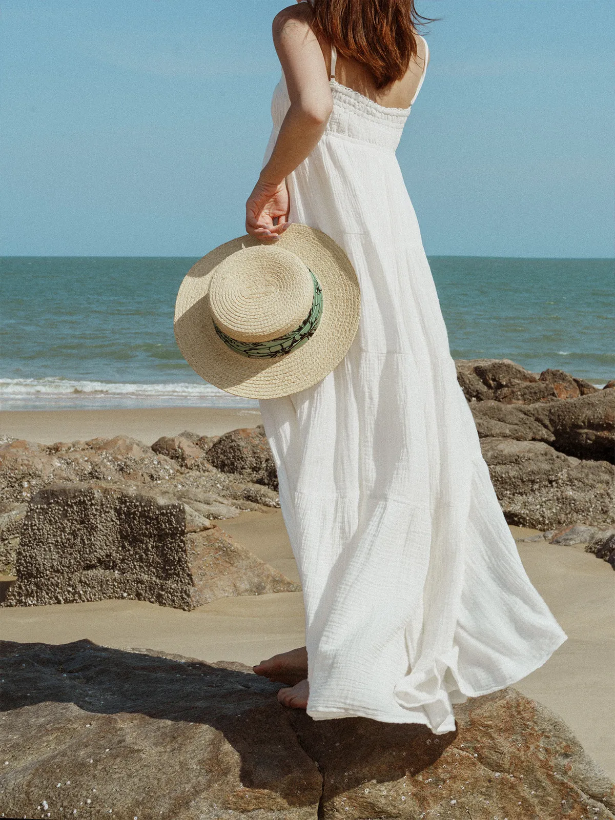 "La Isla" Straw Hat with Ribbon Band - Green