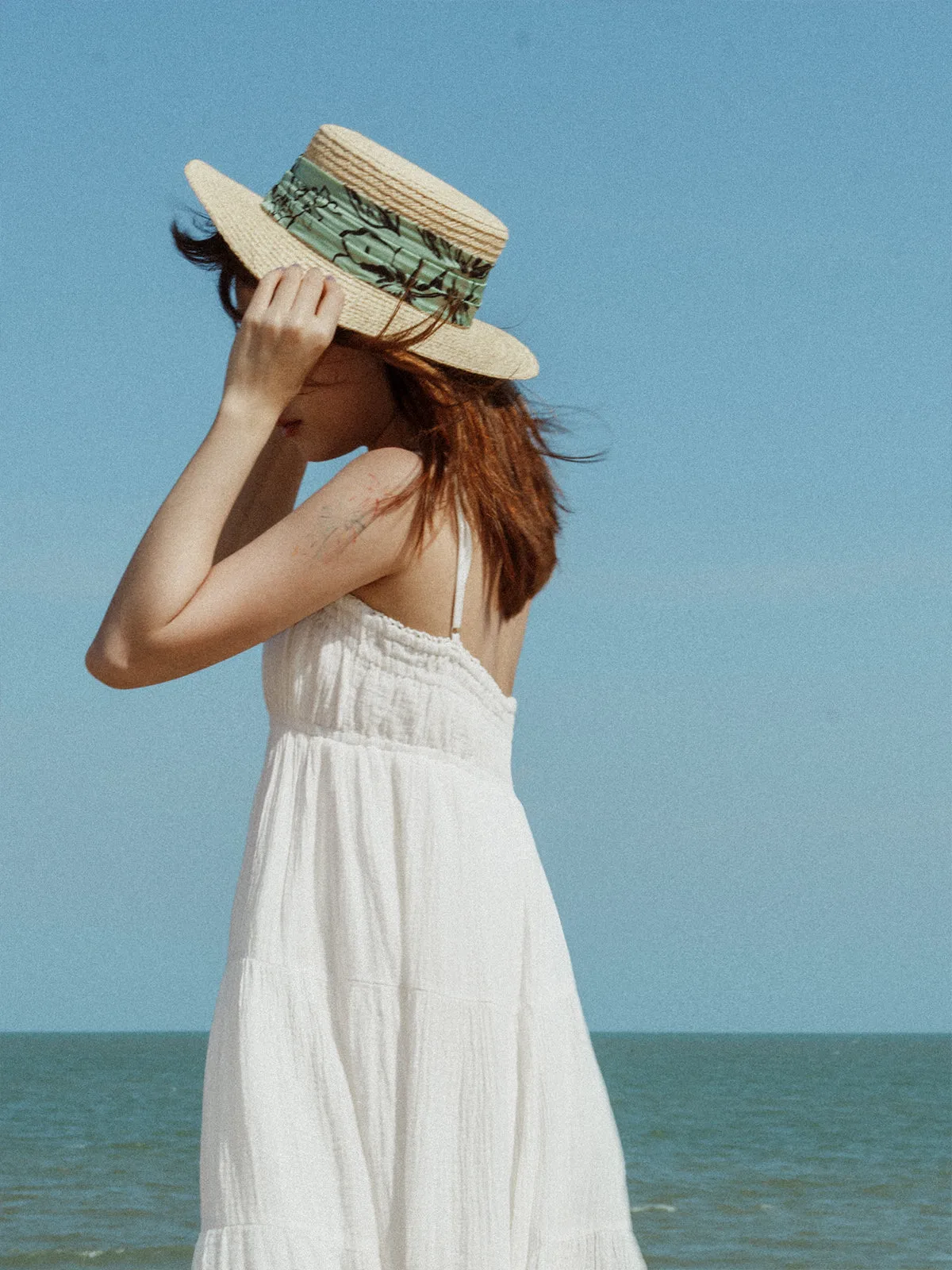 "La Isla" Straw Hat with Ribbon Band - Green
