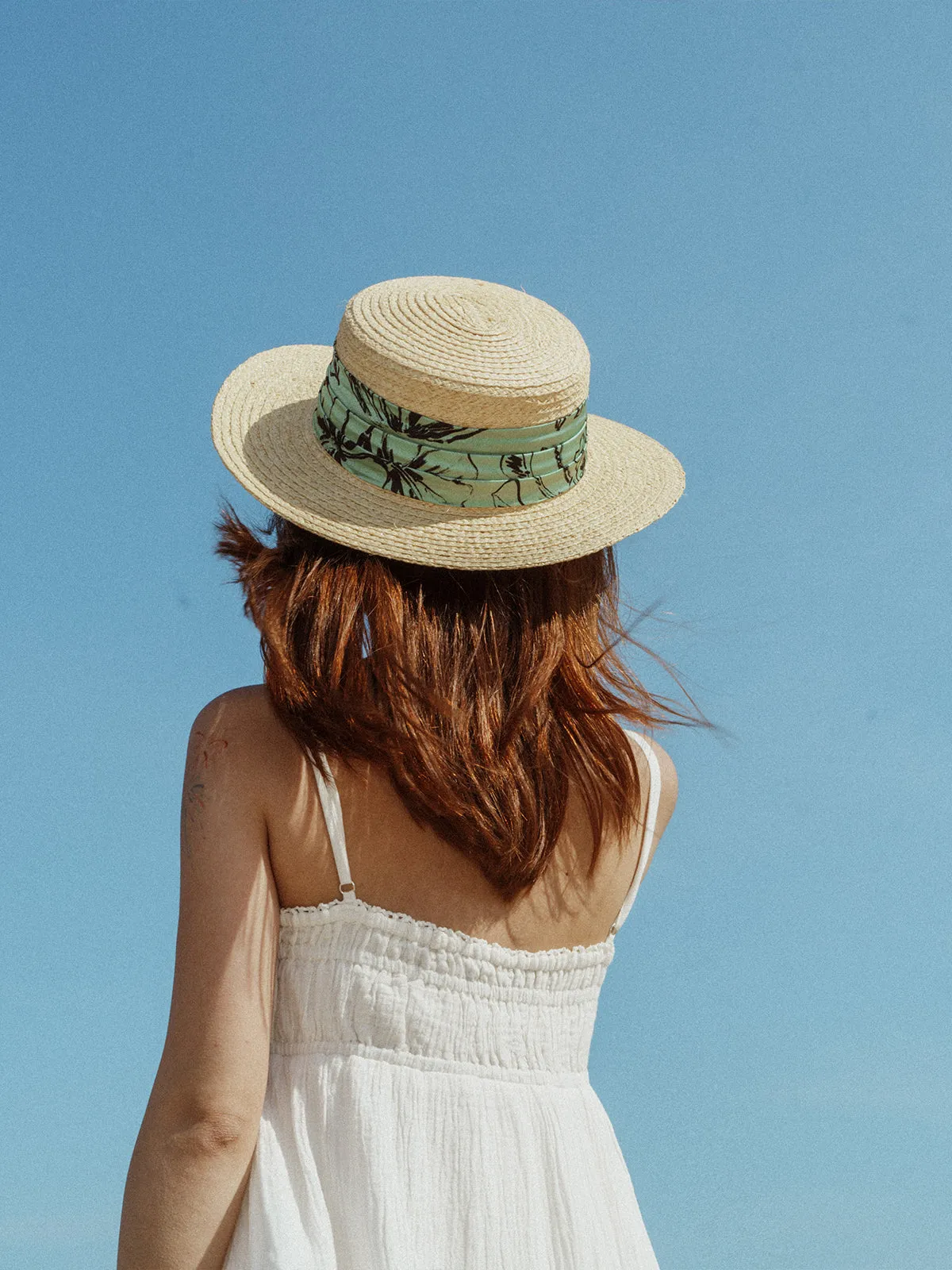 "La Isla" Straw Hat with Ribbon Band - Green