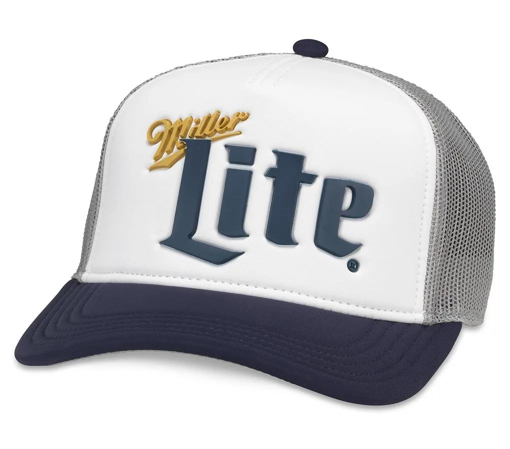 "Miller Lite" Vintage Mesh Trucker Cap (Navy/White)