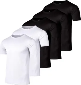 Real Essentials 5 Pack Mens Active Quick Dry Mesh Crew Neck T Shirts | Athletic Short Sleeve Tee (Available in Big & Tall)