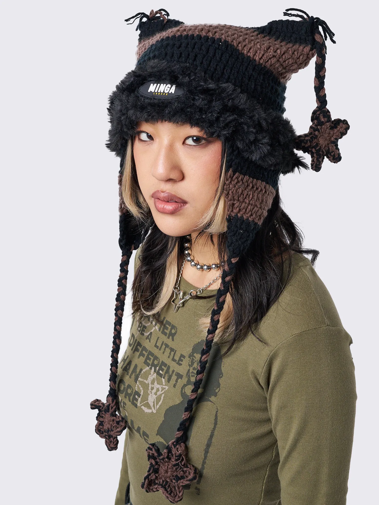 Skylar Star Brown Knitted Tie Hat