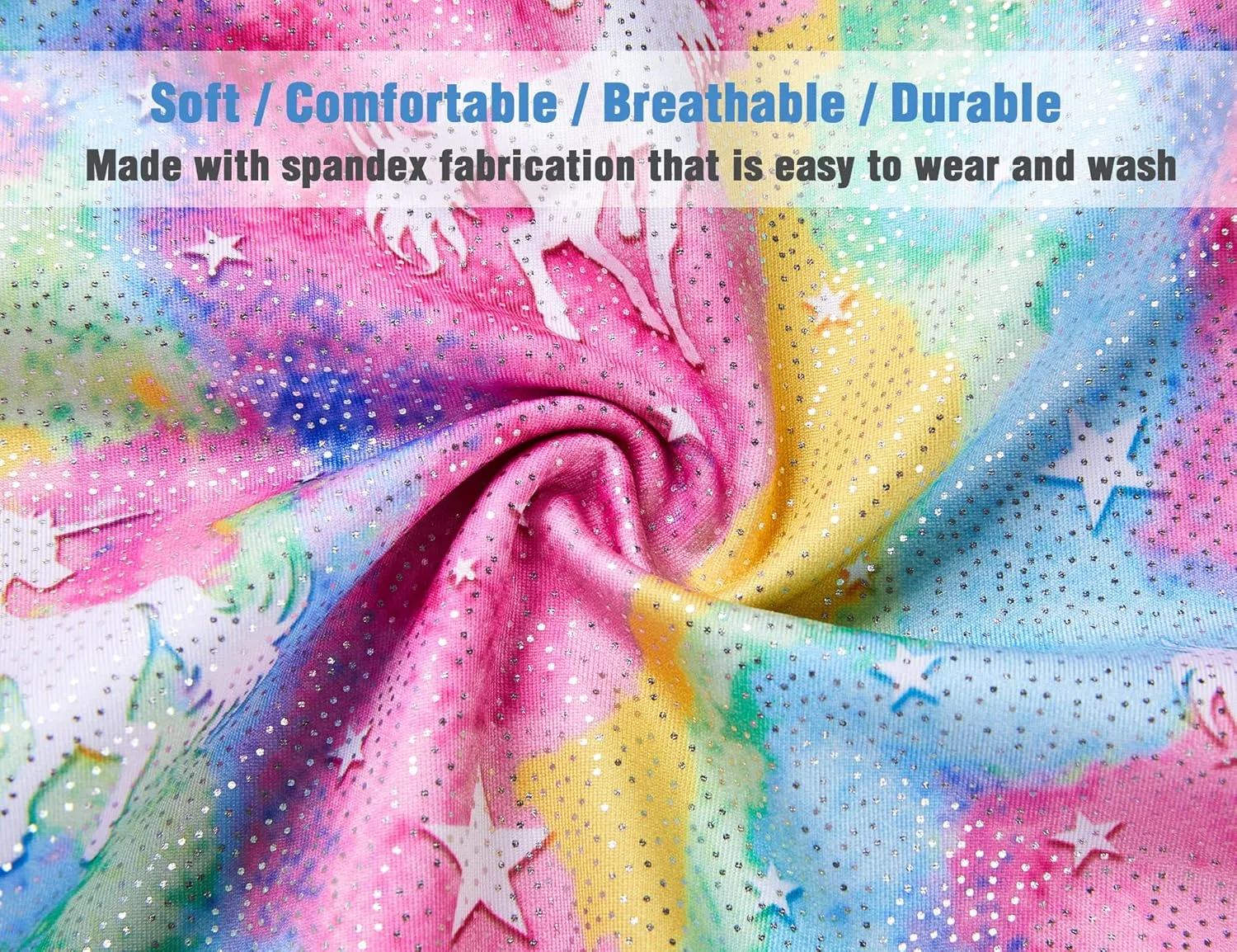TENVDA Gymnastics Leotards for Girls Sparkly Unicorn Rainbow Long Sleeve Kids Tumbling Outfit Age 2-9 Years Old