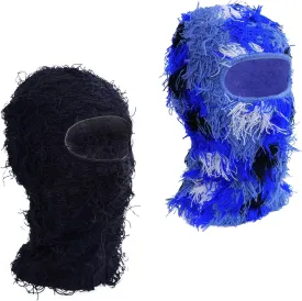 TFTSR 2 Pack Distressed Balaclava Ski Mask for Men,Shiesty Yeat Knitted Face Mask for Cold Weather,Women Winter Full Covering