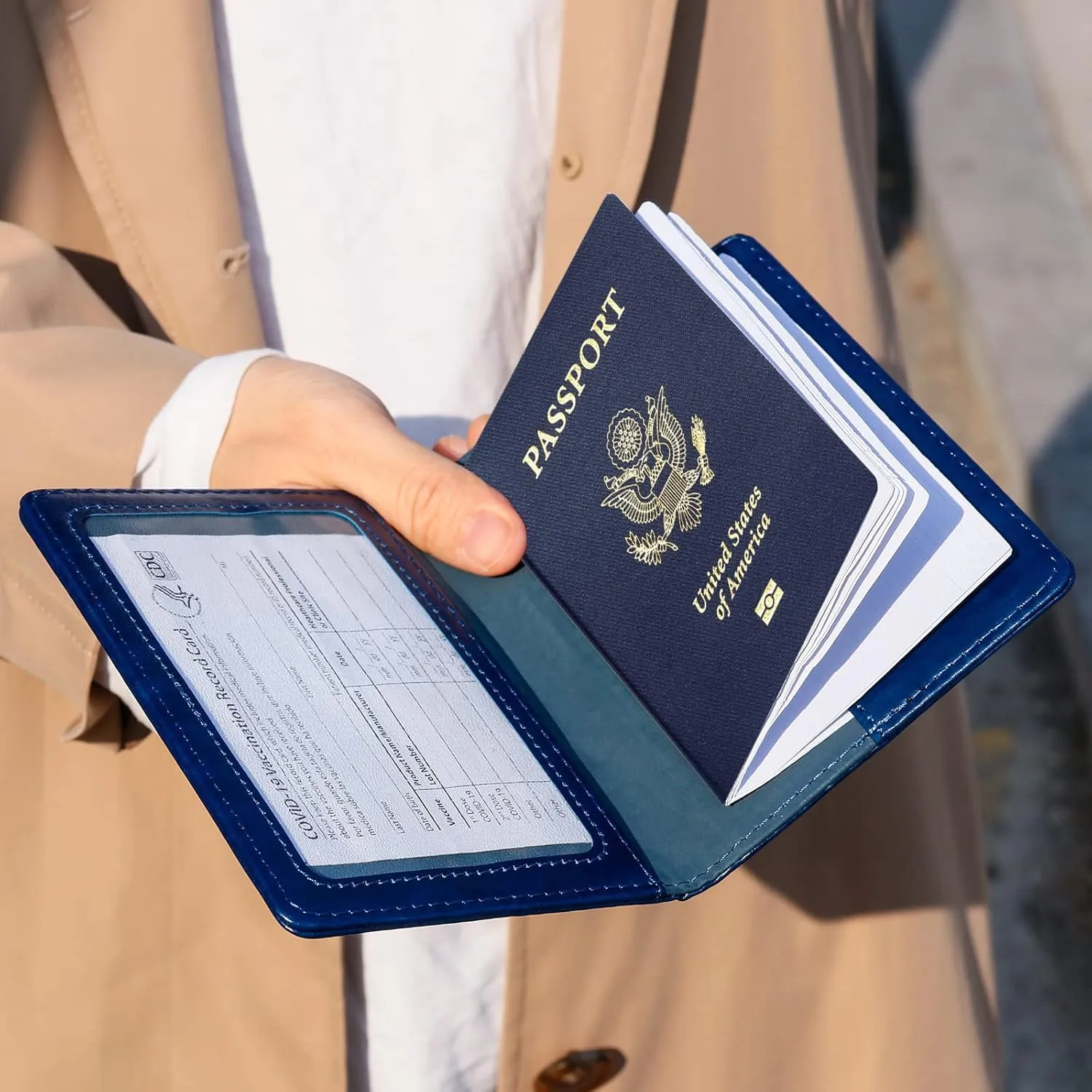 TIGARI Passport Holder for Travel, Slim Passport Cover for Women Men, Leather Passport Case Protector with Waterproof Slot, Family Vacation Plane Cruise Travel Essentials