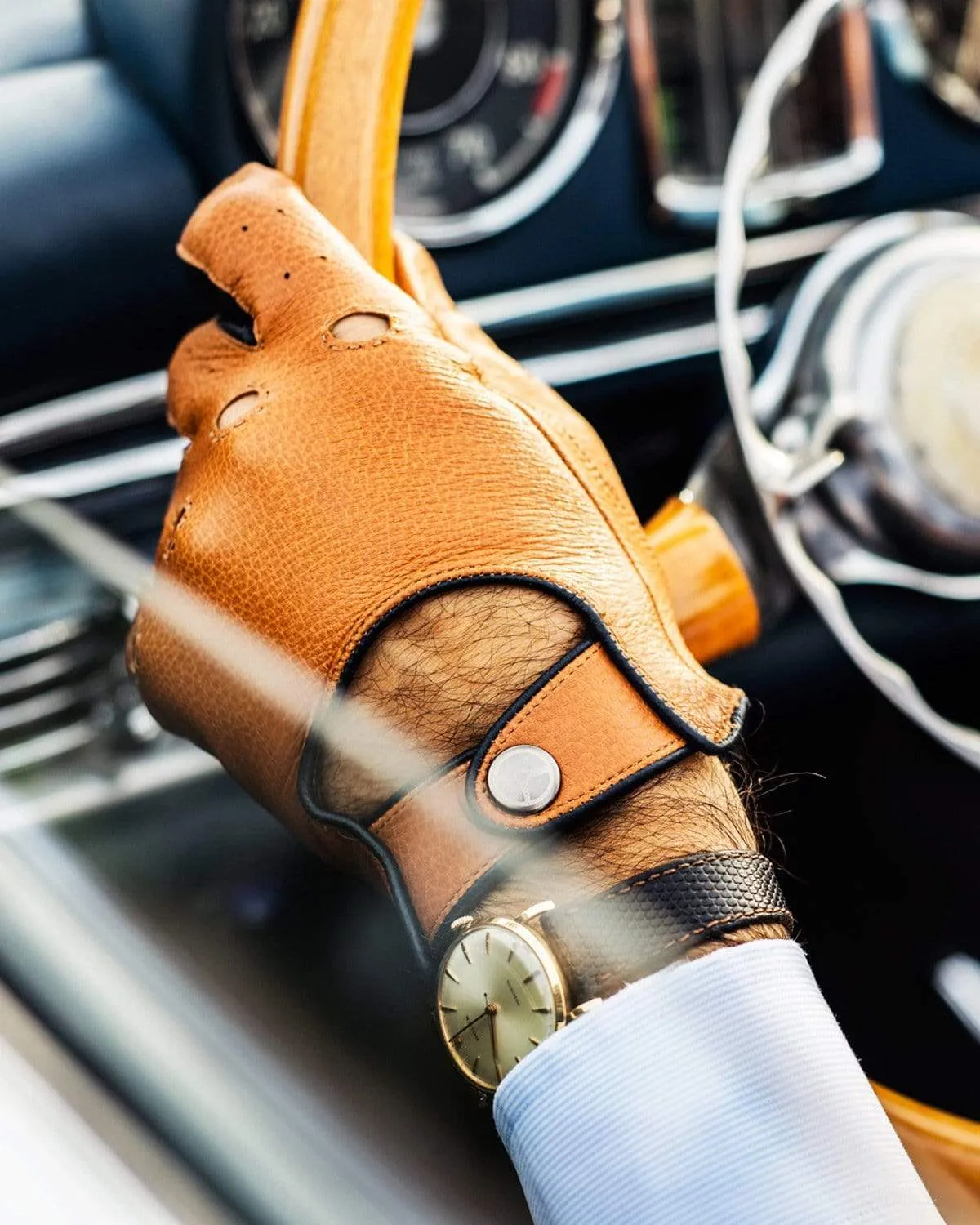 TOP GEAR - Deerskin Leather Driving Gloves - Camel