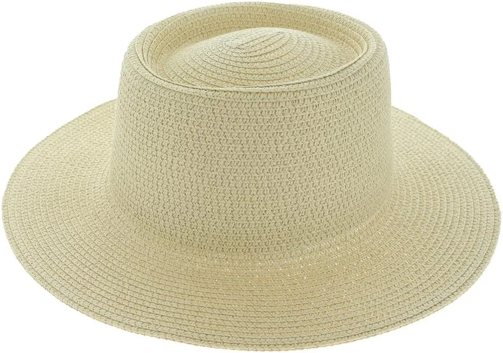 TOP HEADWEAR Floppy Brim Paper Braid Flat Top Fedora Panama Hat