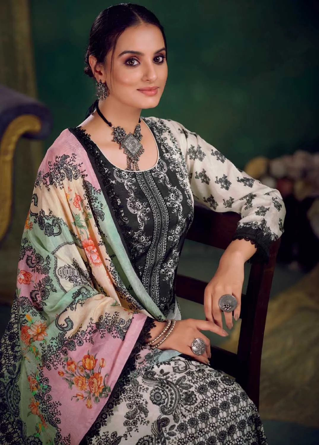Unstitched Pakistani Print Pashmina Winter Suit Dress Material