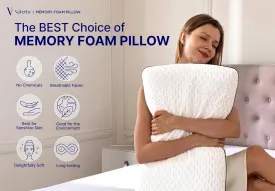 Vaverto Ultra Soft Memory Foam Pillow - King Size - with Breathable Modal Cover for Ultimate Comfort and Support Standard Ventilated Design with Removable Bed Pillow Cover