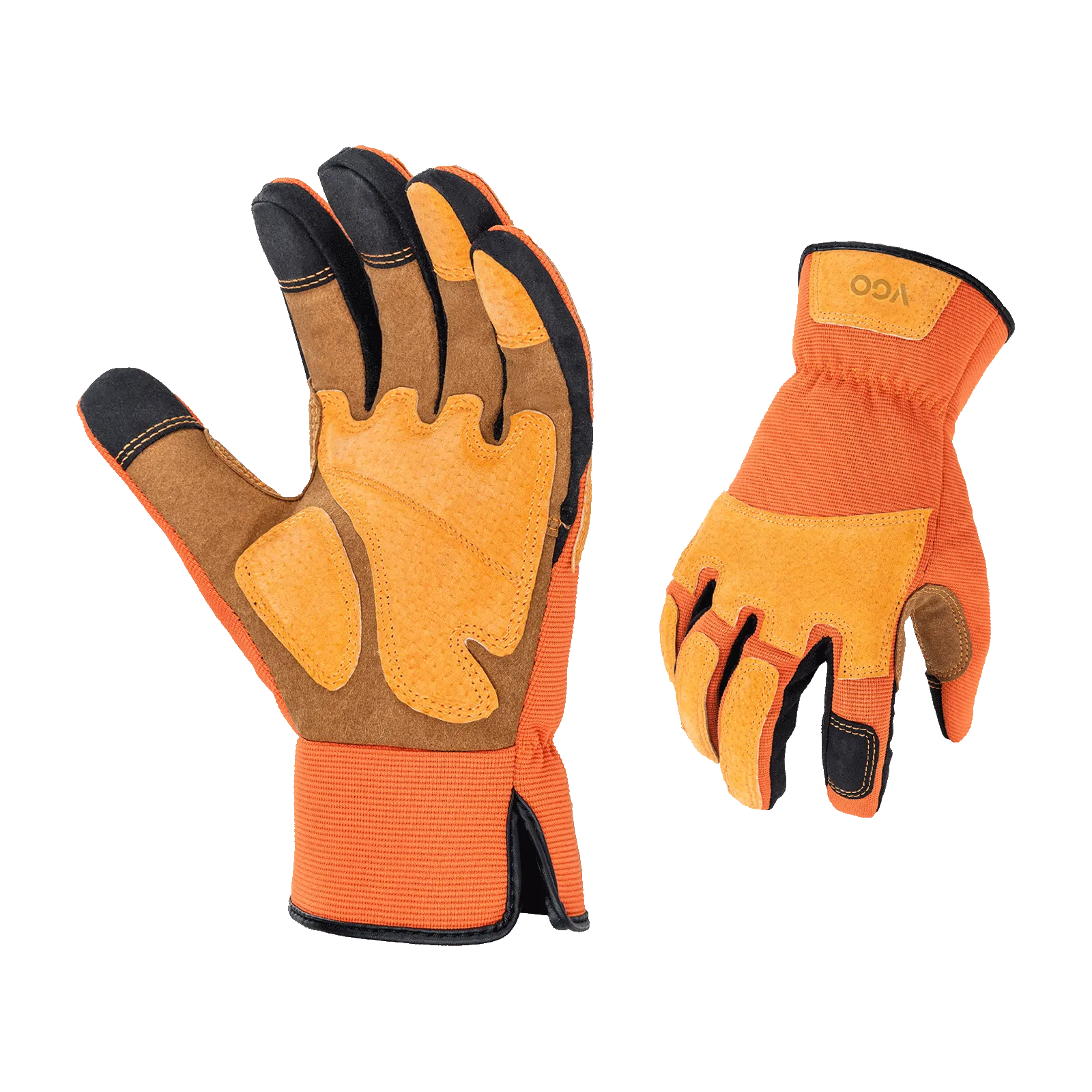 VGO Gardening Gloves Men, Safety Work Gloves, Puncture-proof, Thornproof, Touchscreen ( Colour Blue/Orange SL7475)