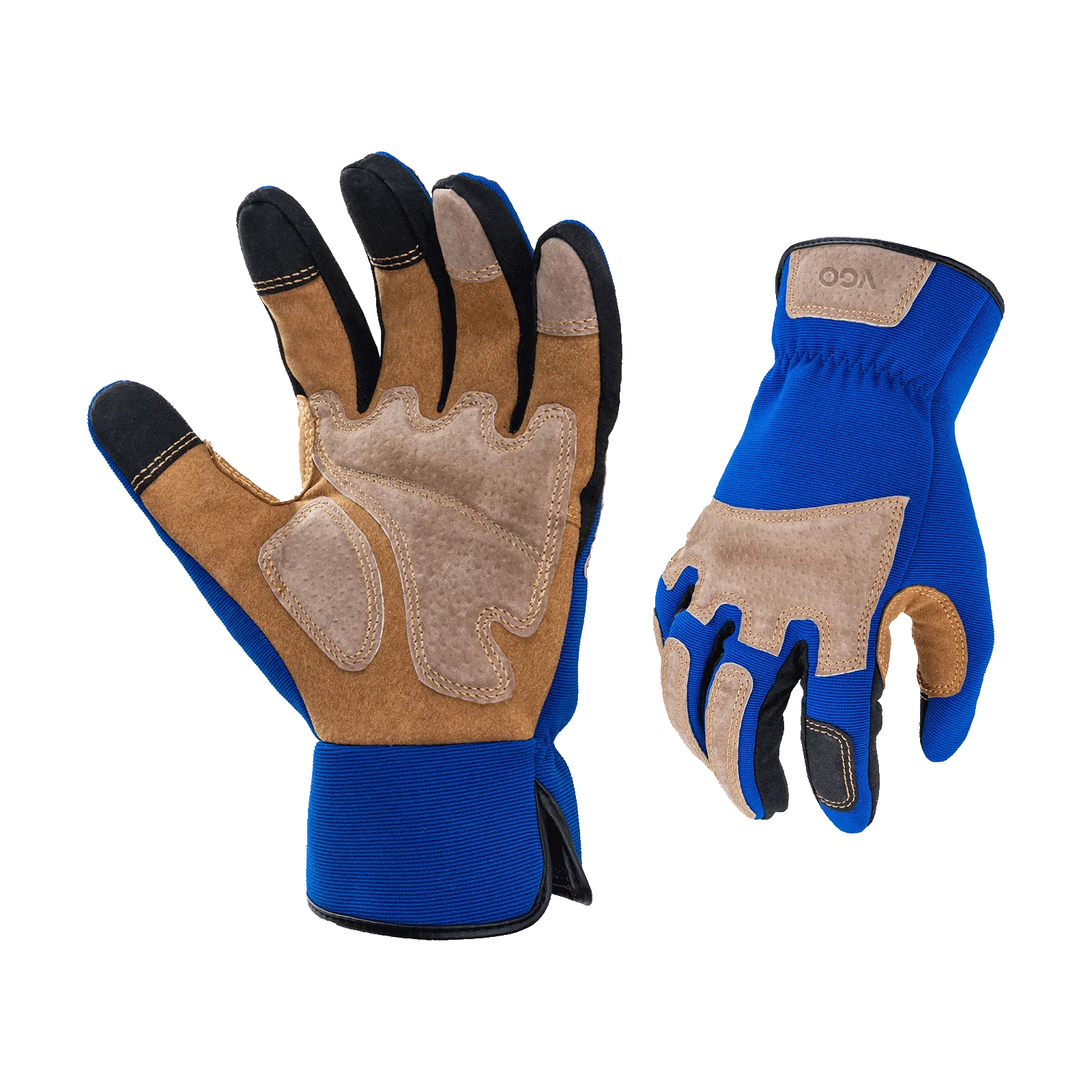 VGO Gardening Gloves Men, Safety Work Gloves, Puncture-proof, Thornproof, Touchscreen ( Colour Blue/Orange SL7475)