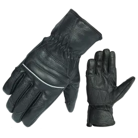 VL476 Premium Leather Driving Glove with Reflective Piping