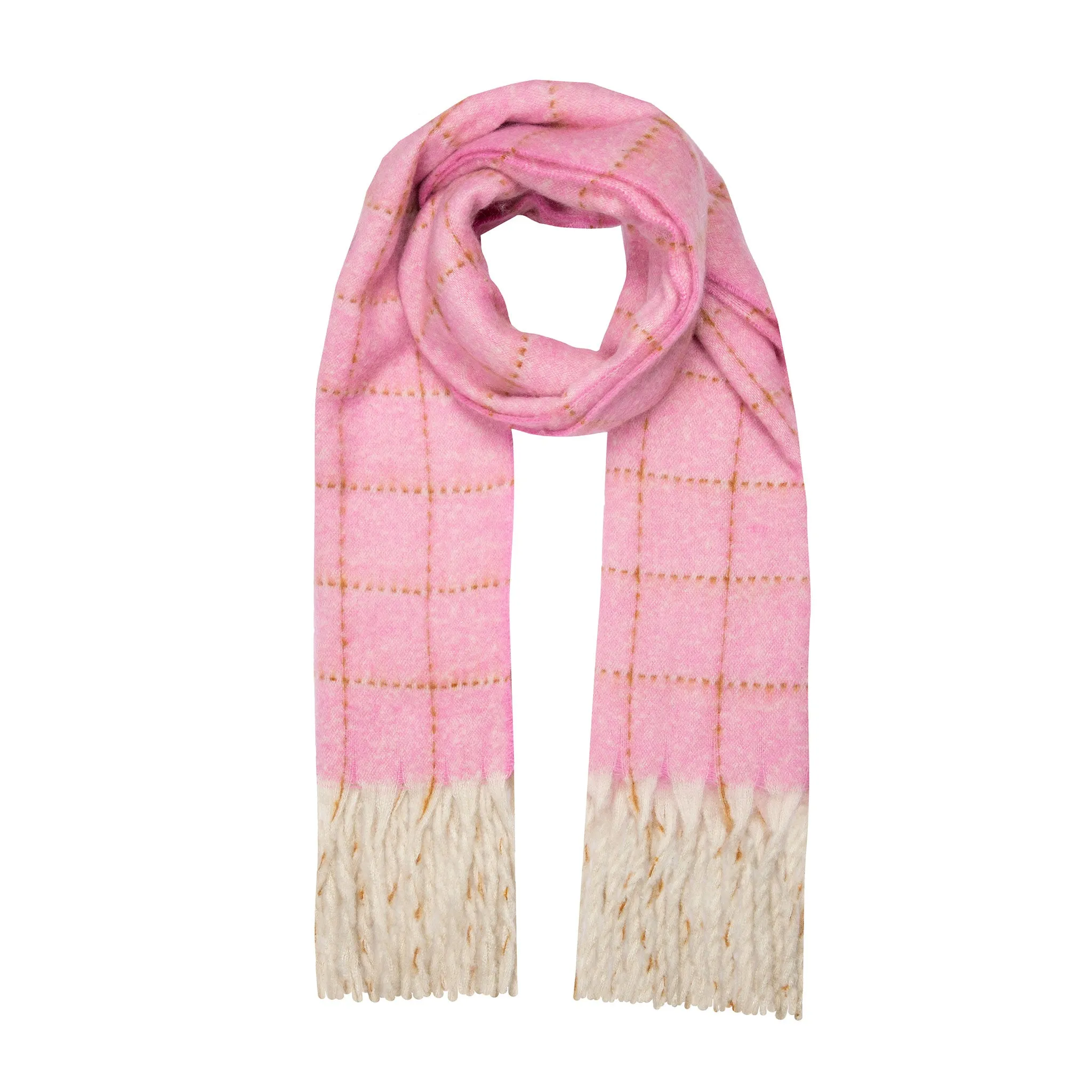 Women’s Dotted Windowpane Check Scarf with Tassels