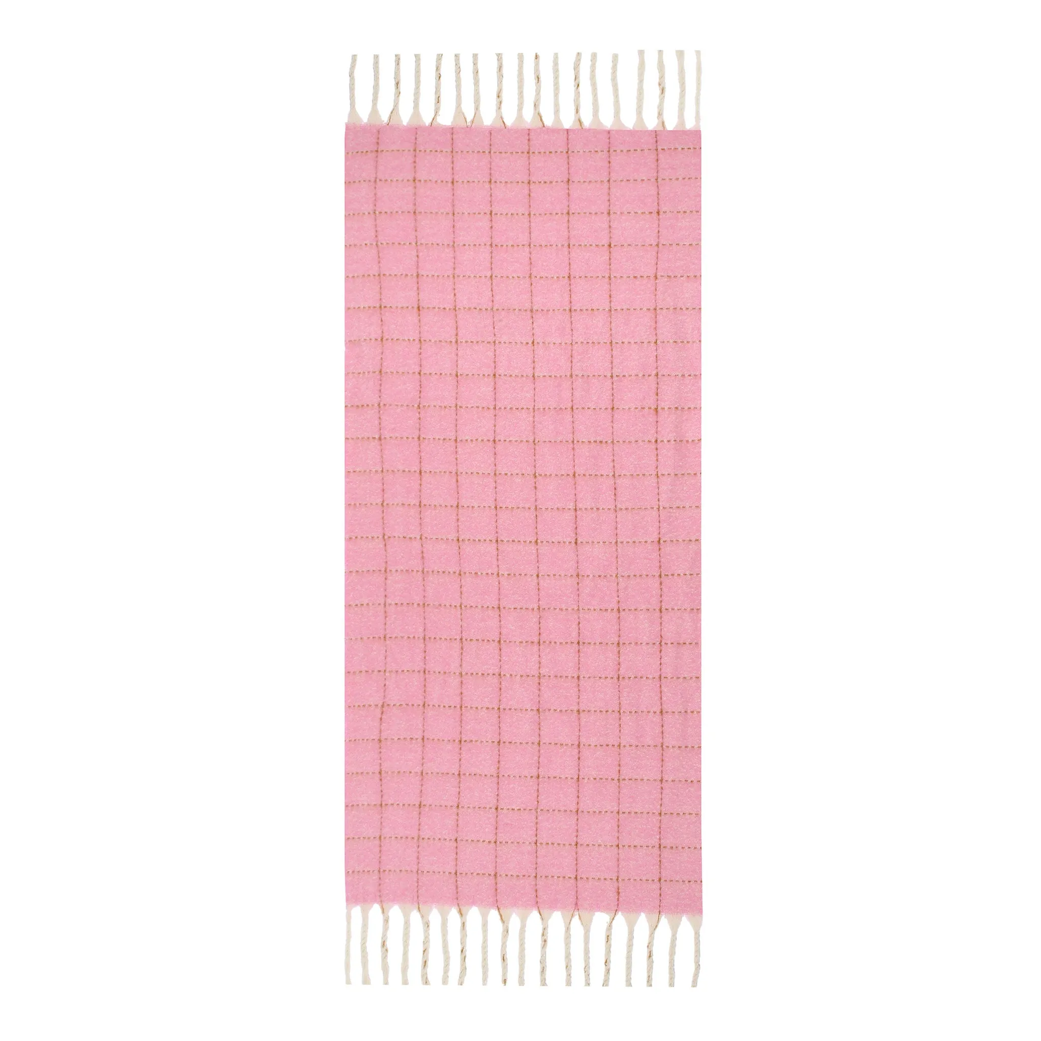 Women’s Dotted Windowpane Check Scarf with Tassels