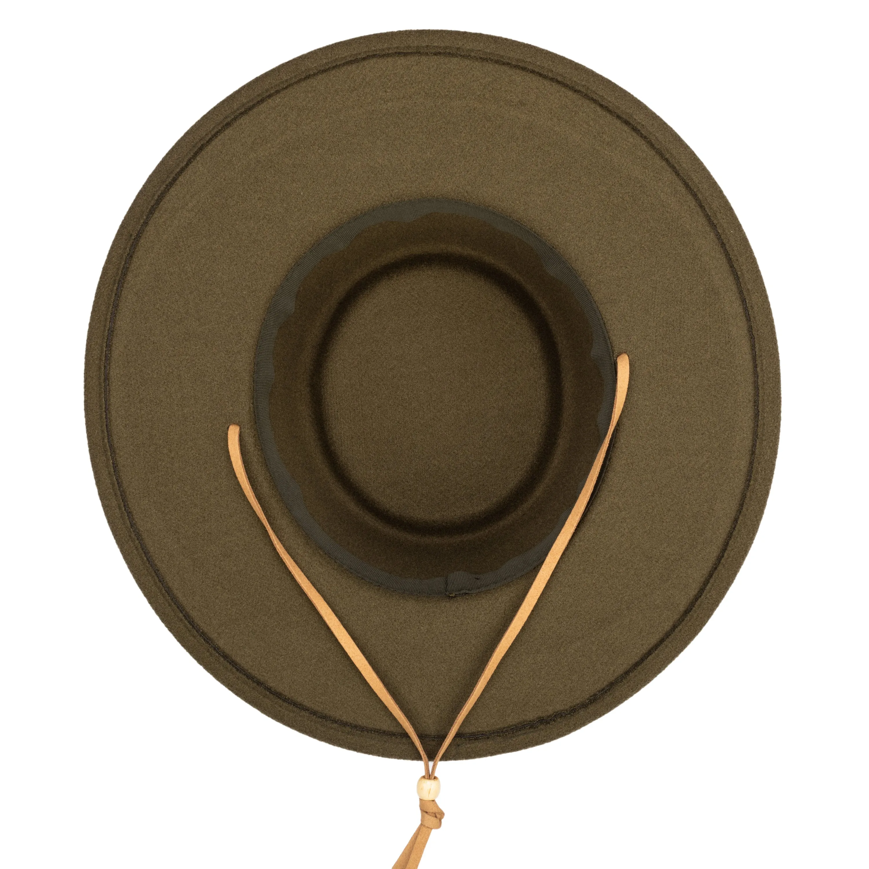 Women's Faux Felt Boater W/ Faux Leather Chin Cord