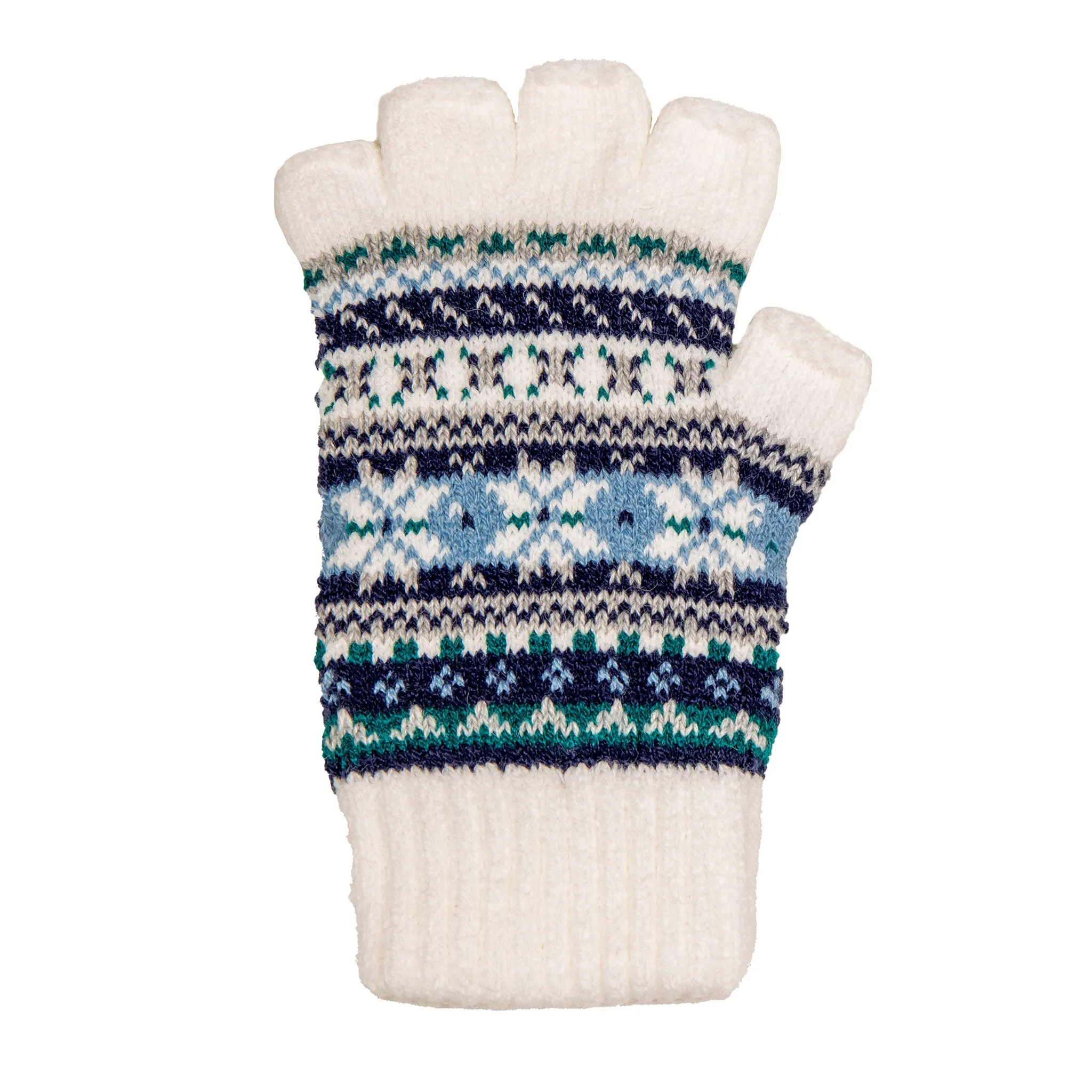 Women’s Fingerless Jacquard Fair Isle Knitted Gloves