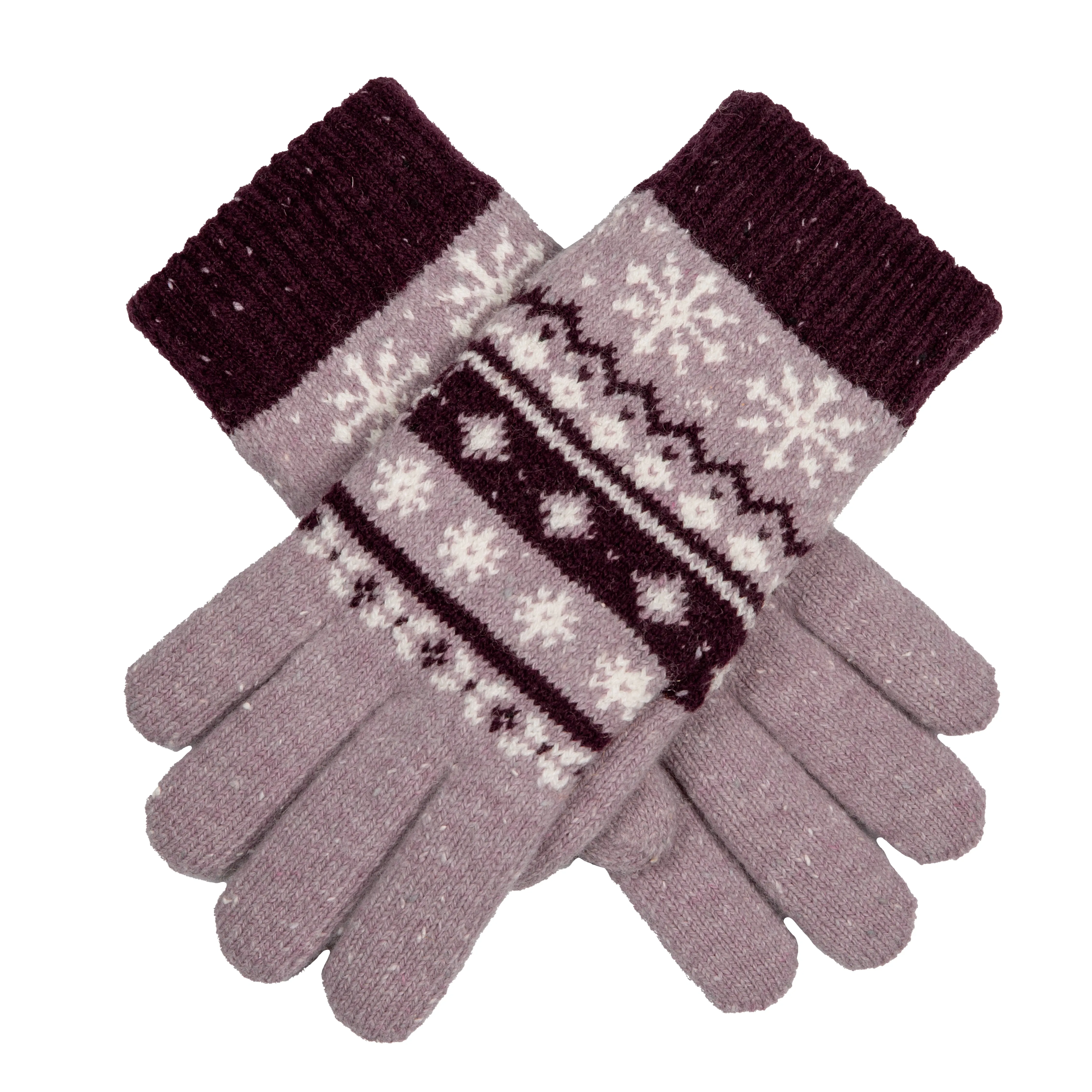 Women’s Jacquard Fair Isle Knitted Gloves with Marl Yarn
