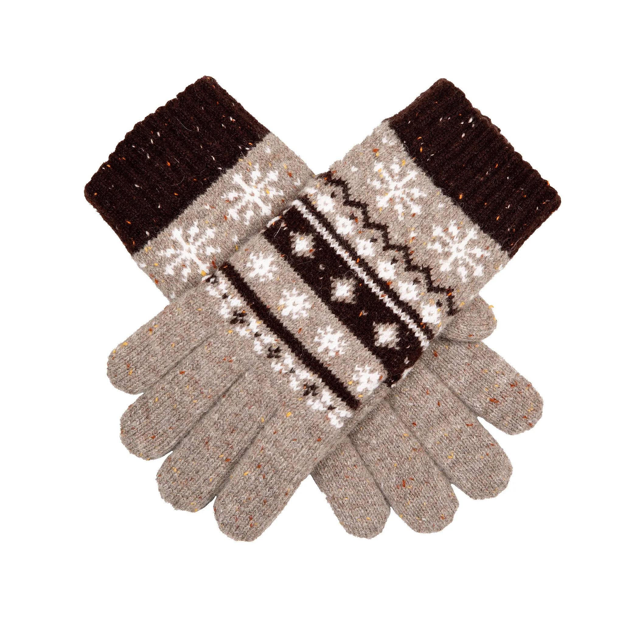 Women’s Jacquard Fair Isle Knitted Gloves with Marl Yarn