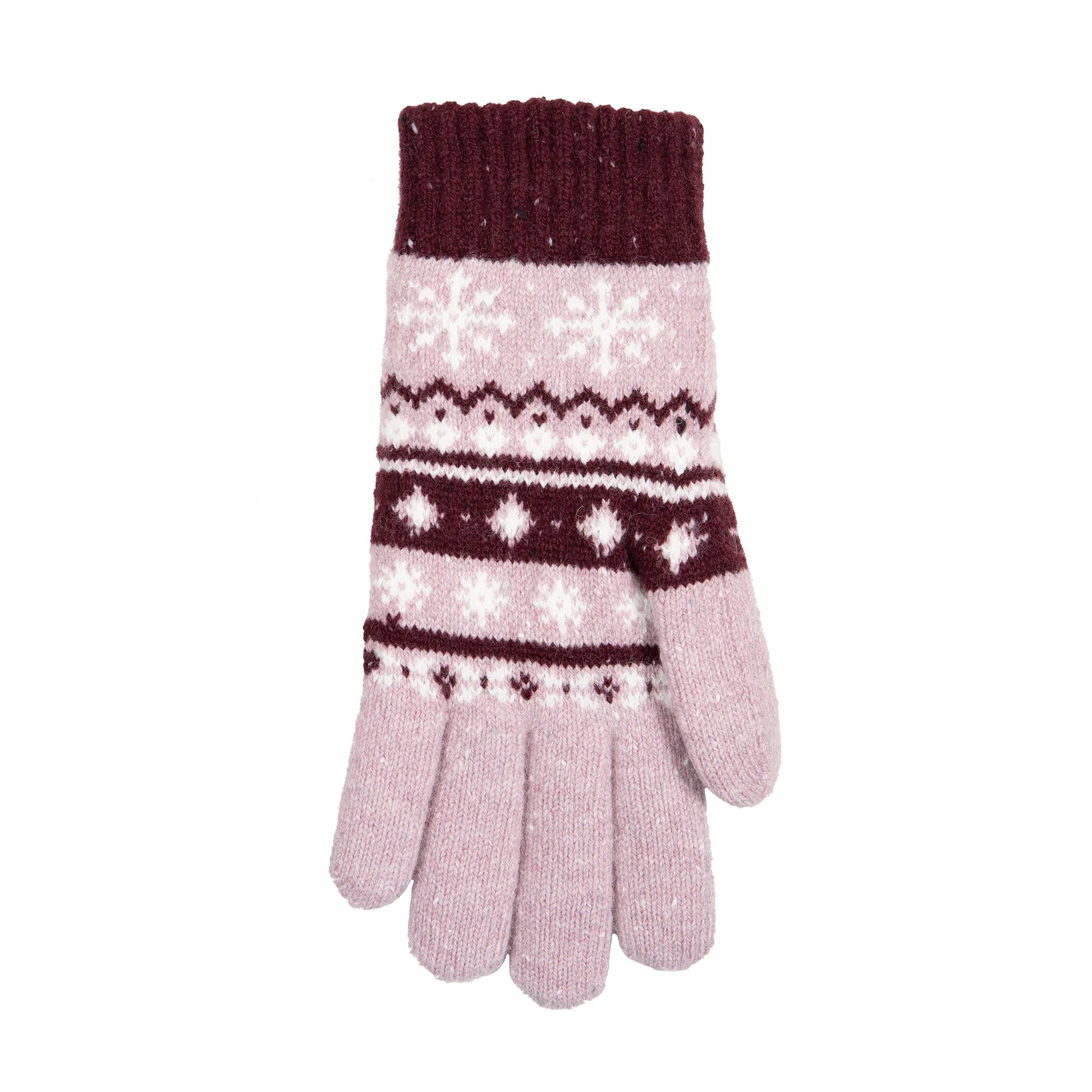 Women’s Jacquard Fair Isle Knitted Gloves with Marl Yarn