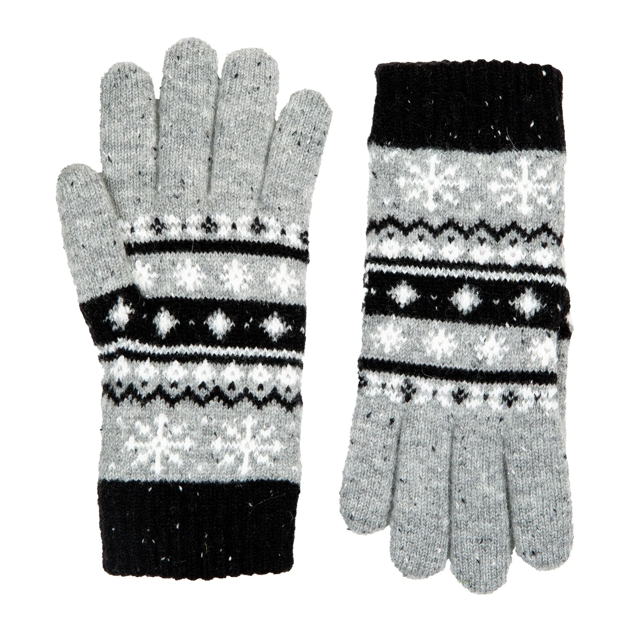 Women’s Jacquard Fair Isle Knitted Gloves with Marl Yarn