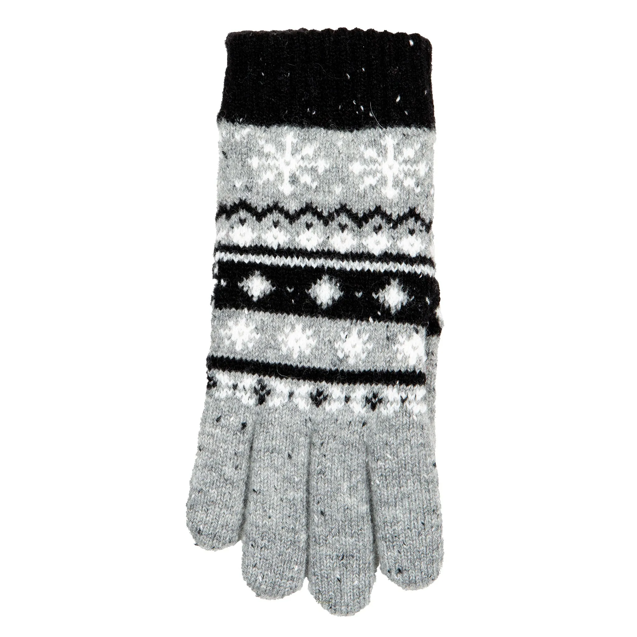 Women’s Jacquard Fair Isle Knitted Gloves with Marl Yarn