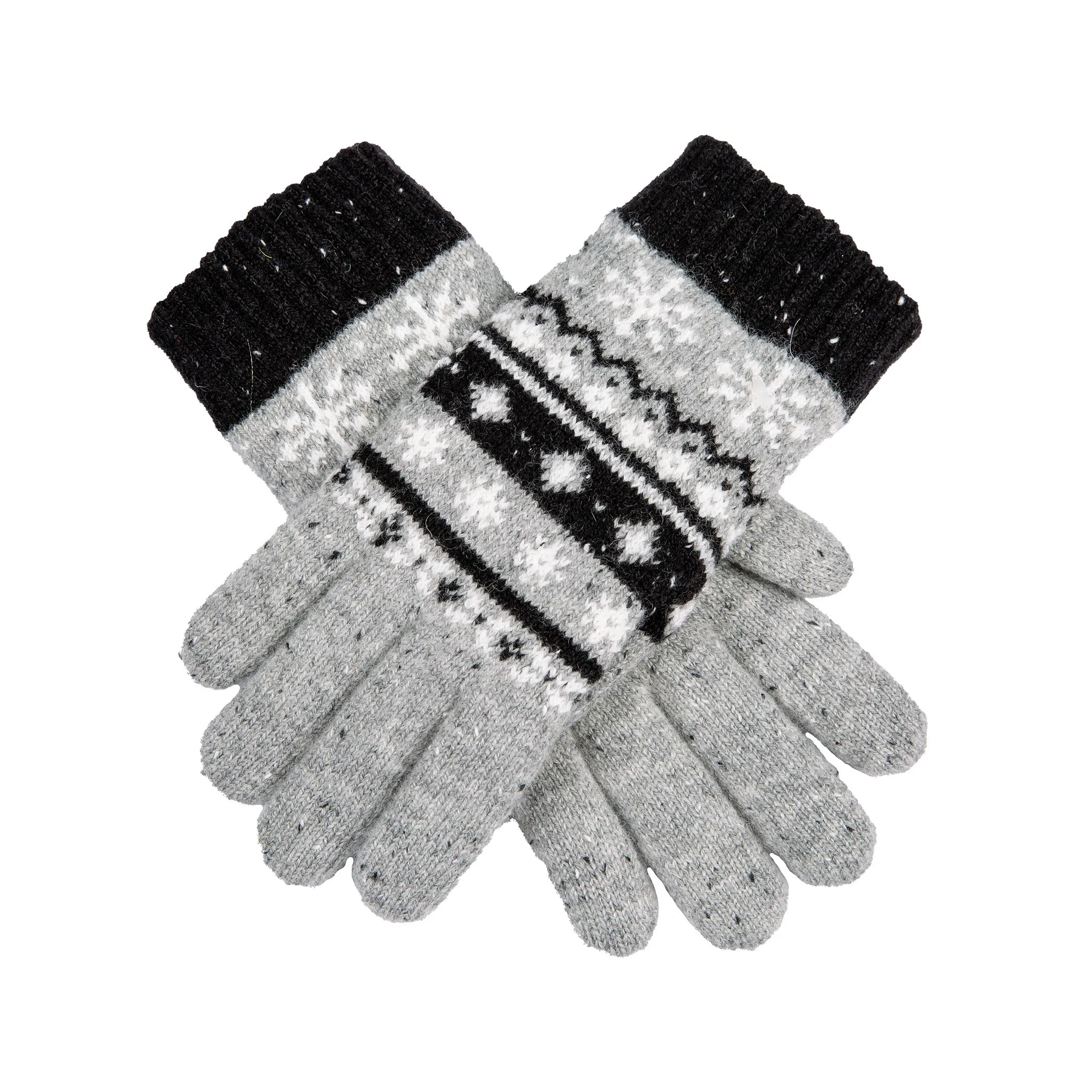 Women’s Jacquard Fair Isle Knitted Gloves with Marl Yarn