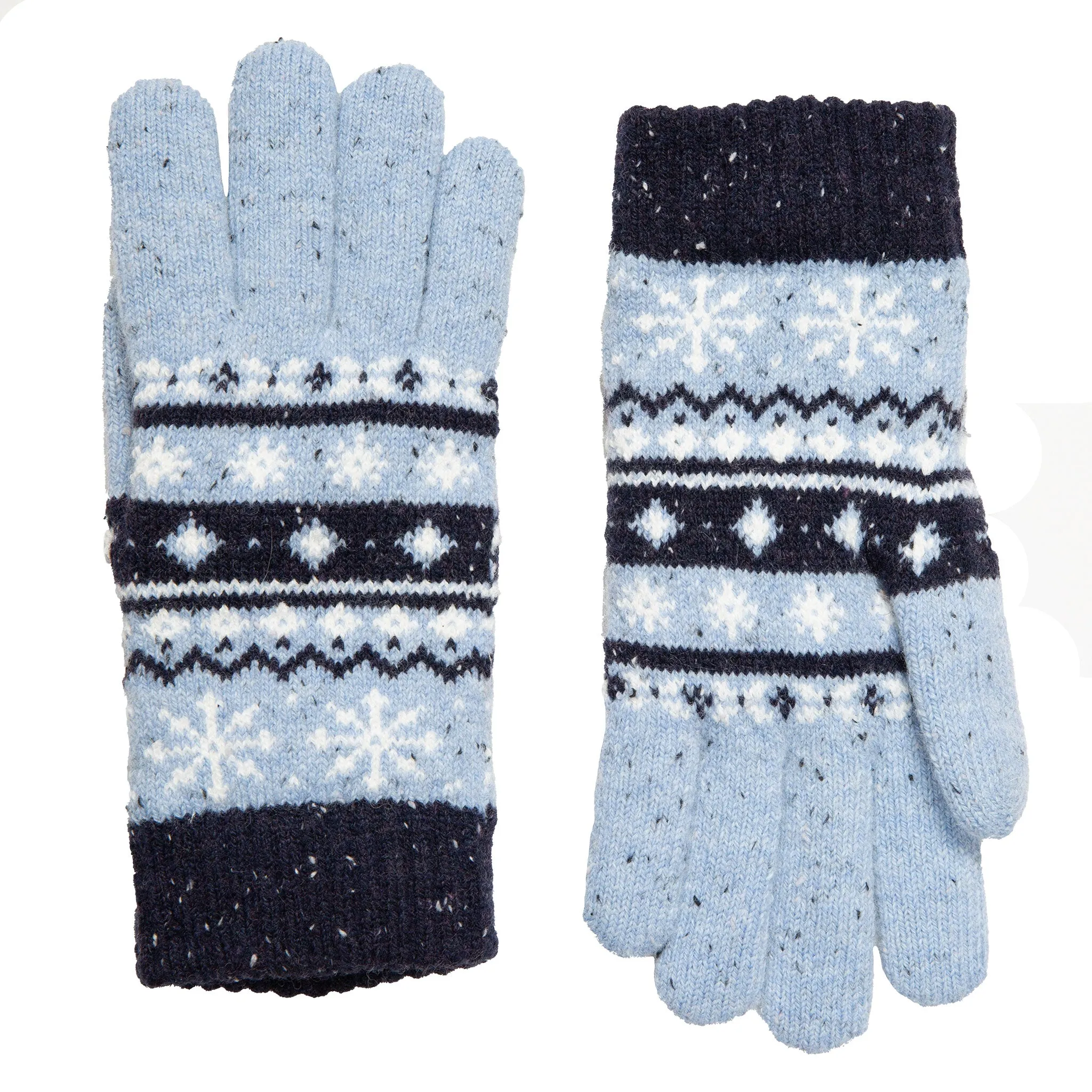 Women’s Jacquard Fair Isle Knitted Gloves with Marl Yarn