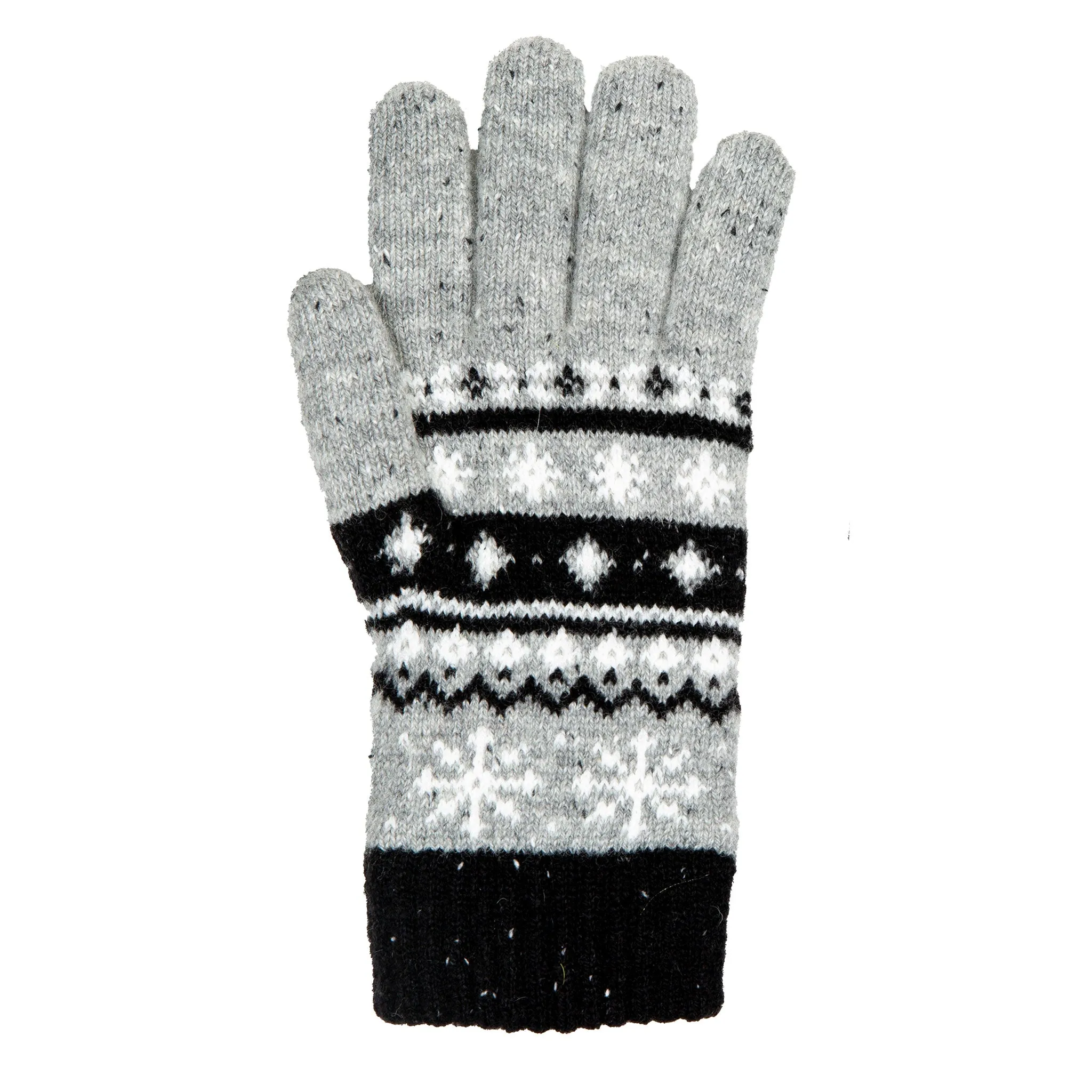 Women’s Jacquard Fair Isle Knitted Gloves with Marl Yarn