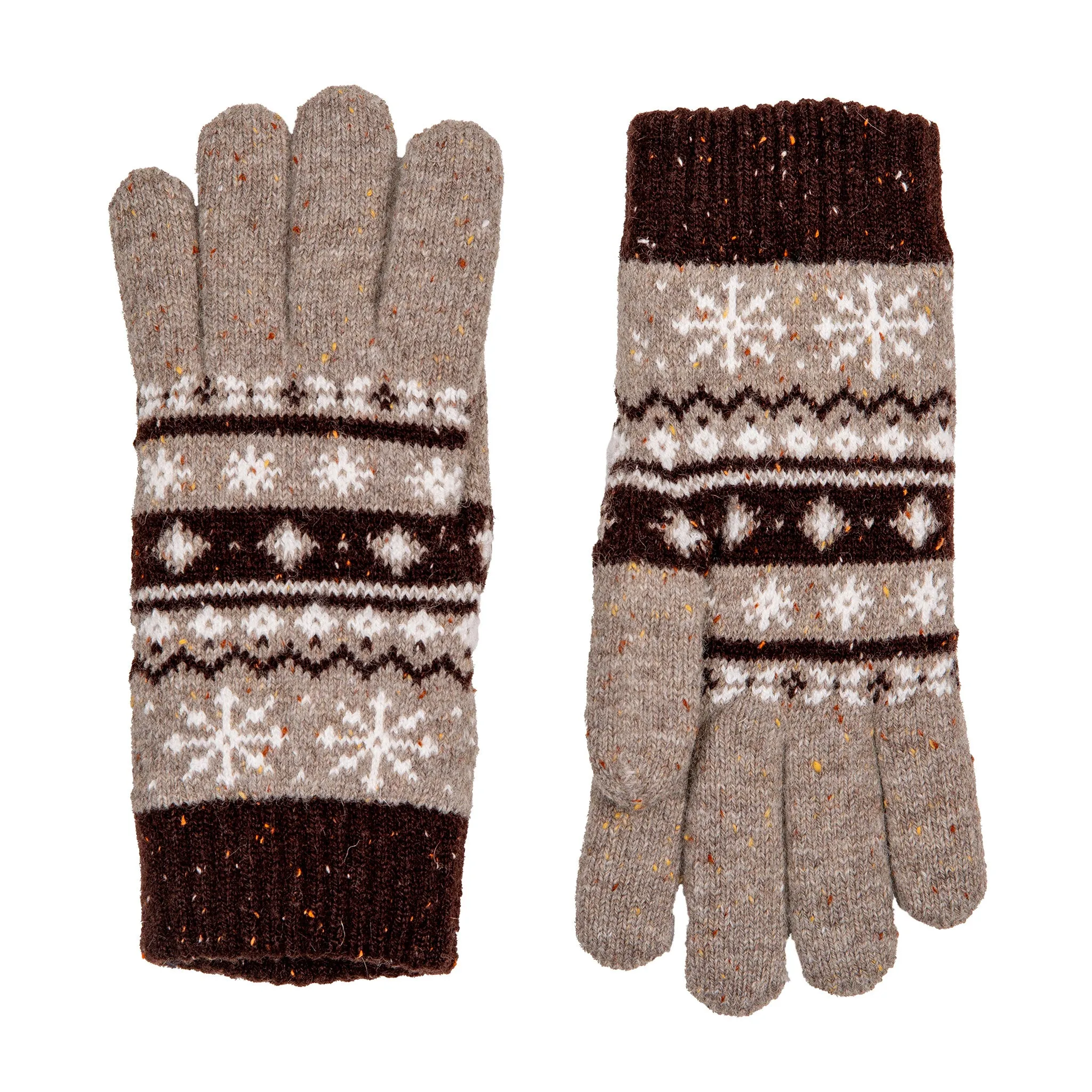 Women’s Jacquard Fair Isle Knitted Gloves with Marl Yarn