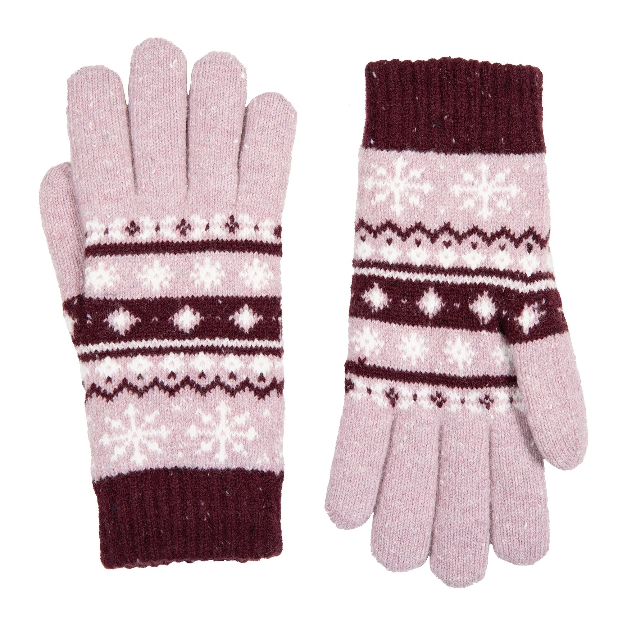 Women’s Jacquard Fair Isle Knitted Gloves with Marl Yarn
