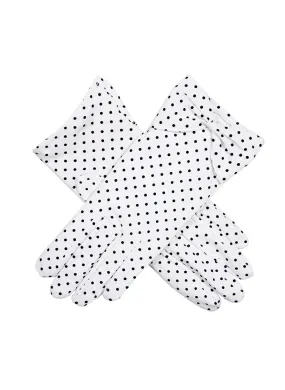 Elegant Womens Spotted Cotton Gloves with Stylish Cuff Bow Detail